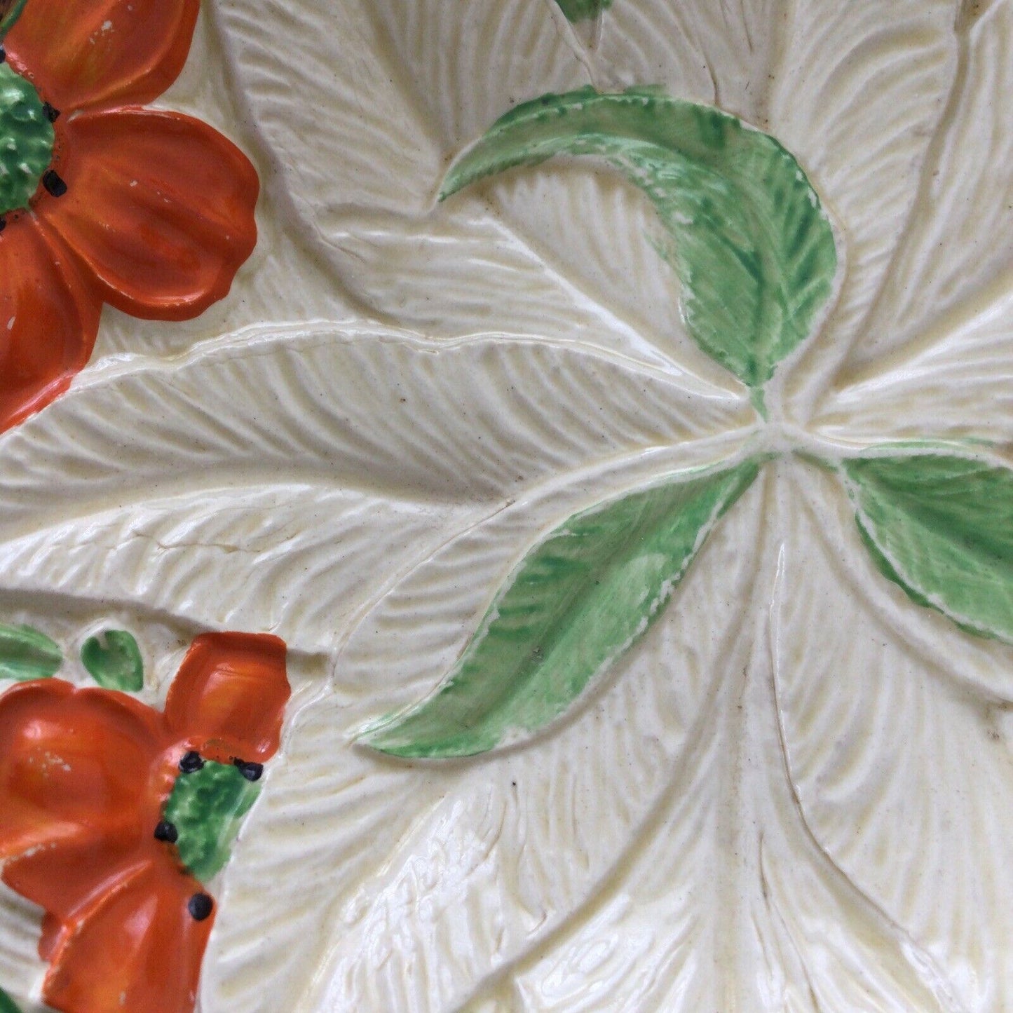 1920s 1930s Small Dish Shallow Bowl Decorative Poppies & Leaves Burcraft Burgess