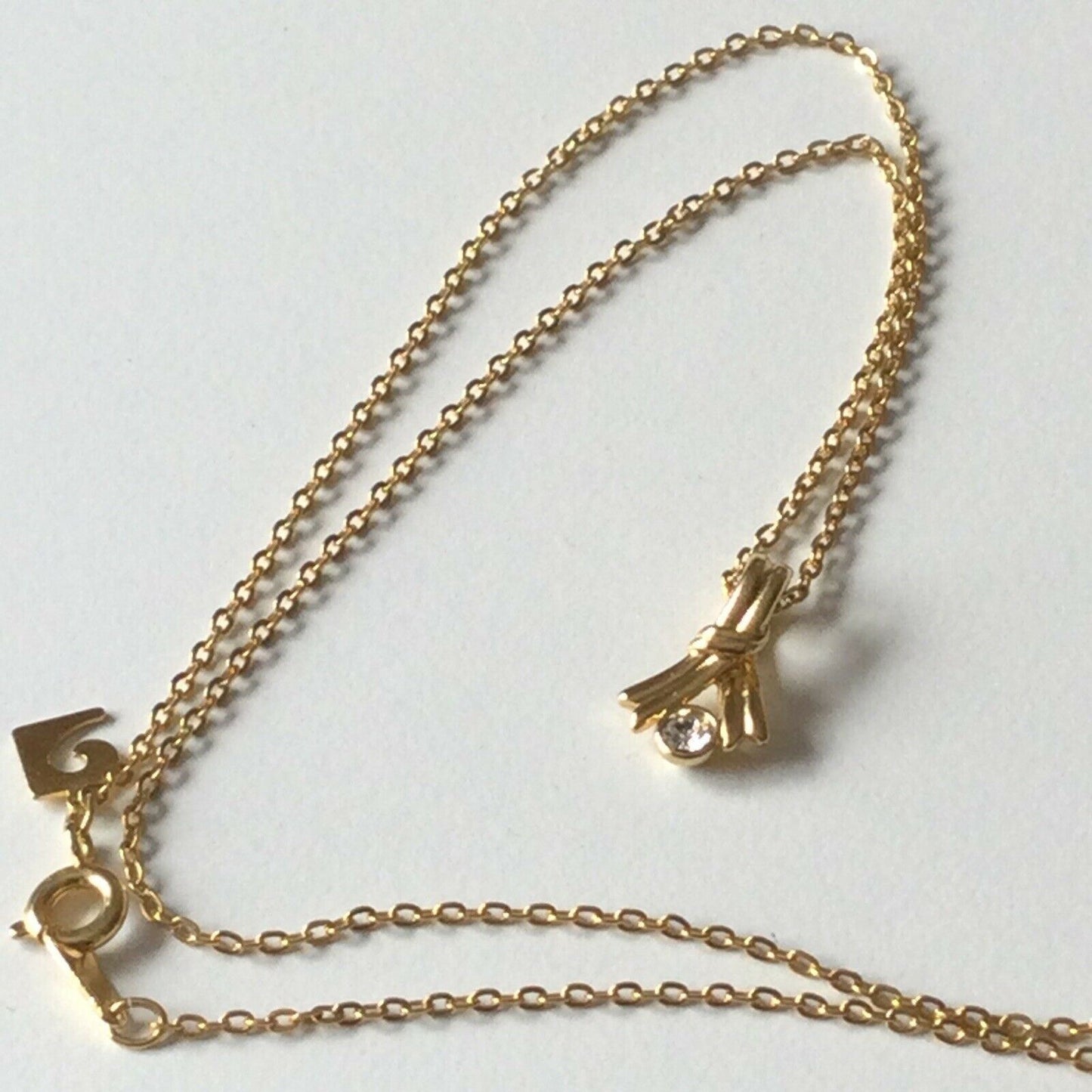 Elegant Classic Pierre Cardin Gold Plated Cubic Zirconia Pendant Necklace. Twist Design 18” -