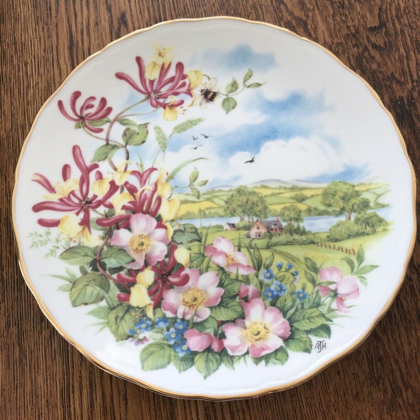 Decorative Plate Royal Albert Summer Honeysuckle Bees 'As The Seasons Unfold' 1980s