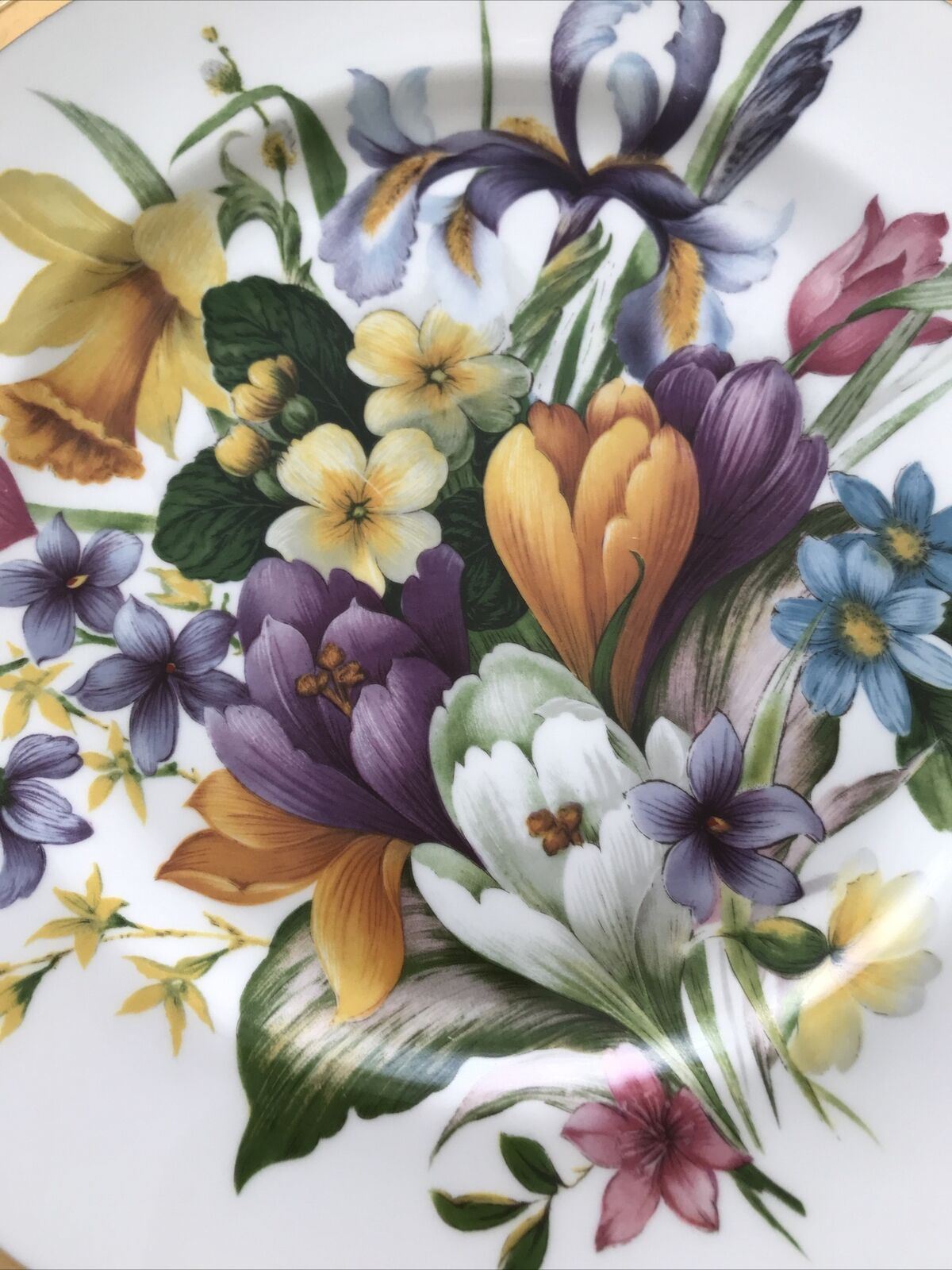 Large Bone China Floral Plate Spring Flowers Sovereign China Stoke On Trent Pretty. 27 cm diameter.