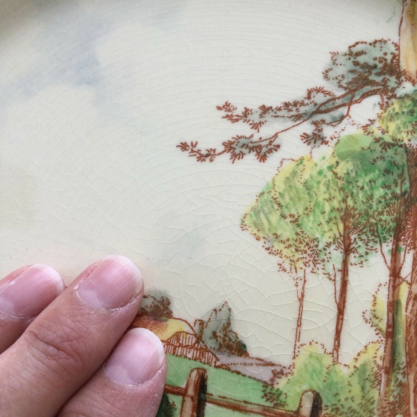 Vintage Royal Doulton Decorative Plate. Scenic Countryside - Lady By River And Trees