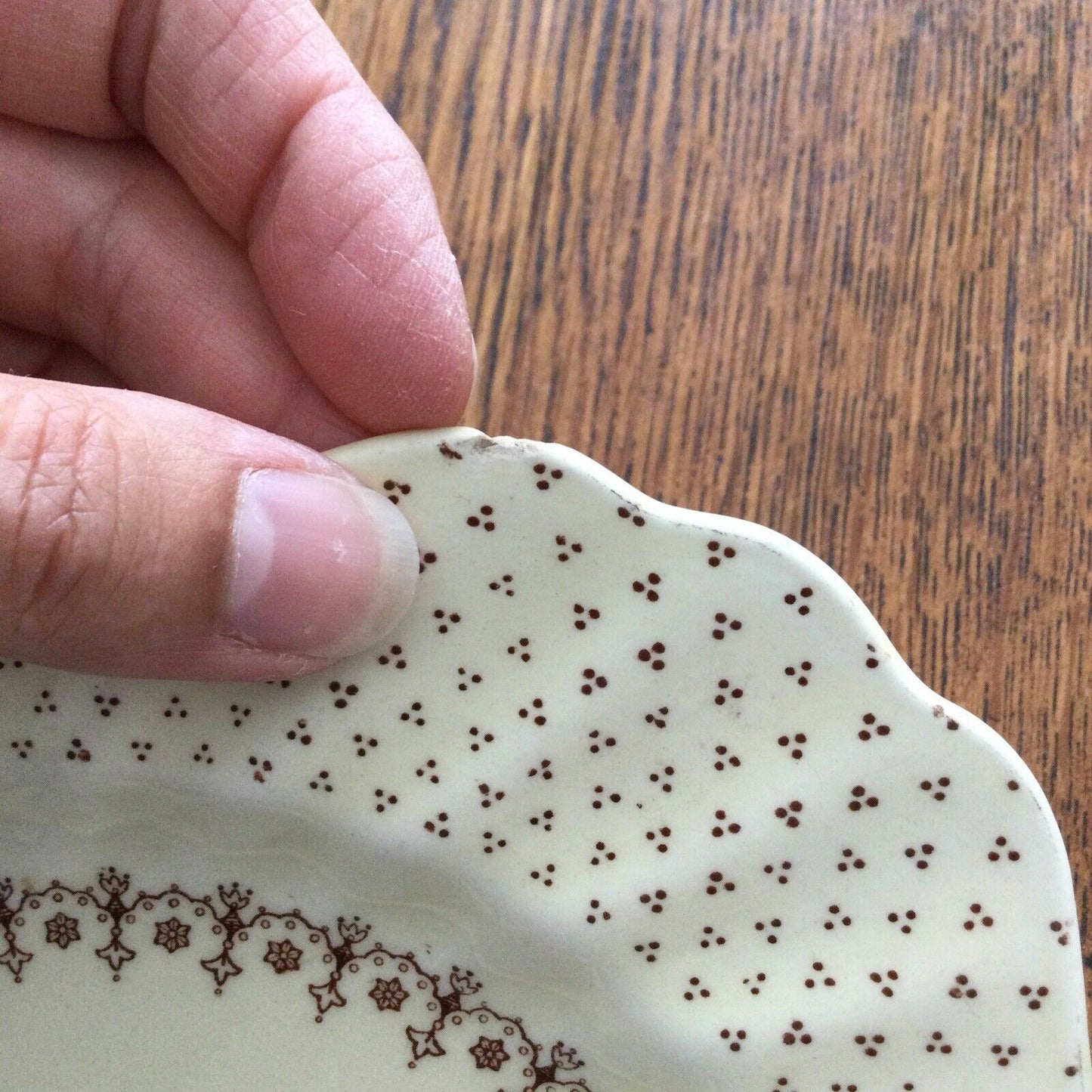 Royal Doulton Grantham - Square Fluted Edge Plate - Floral Design - D 5477 - Brown and muted pastels