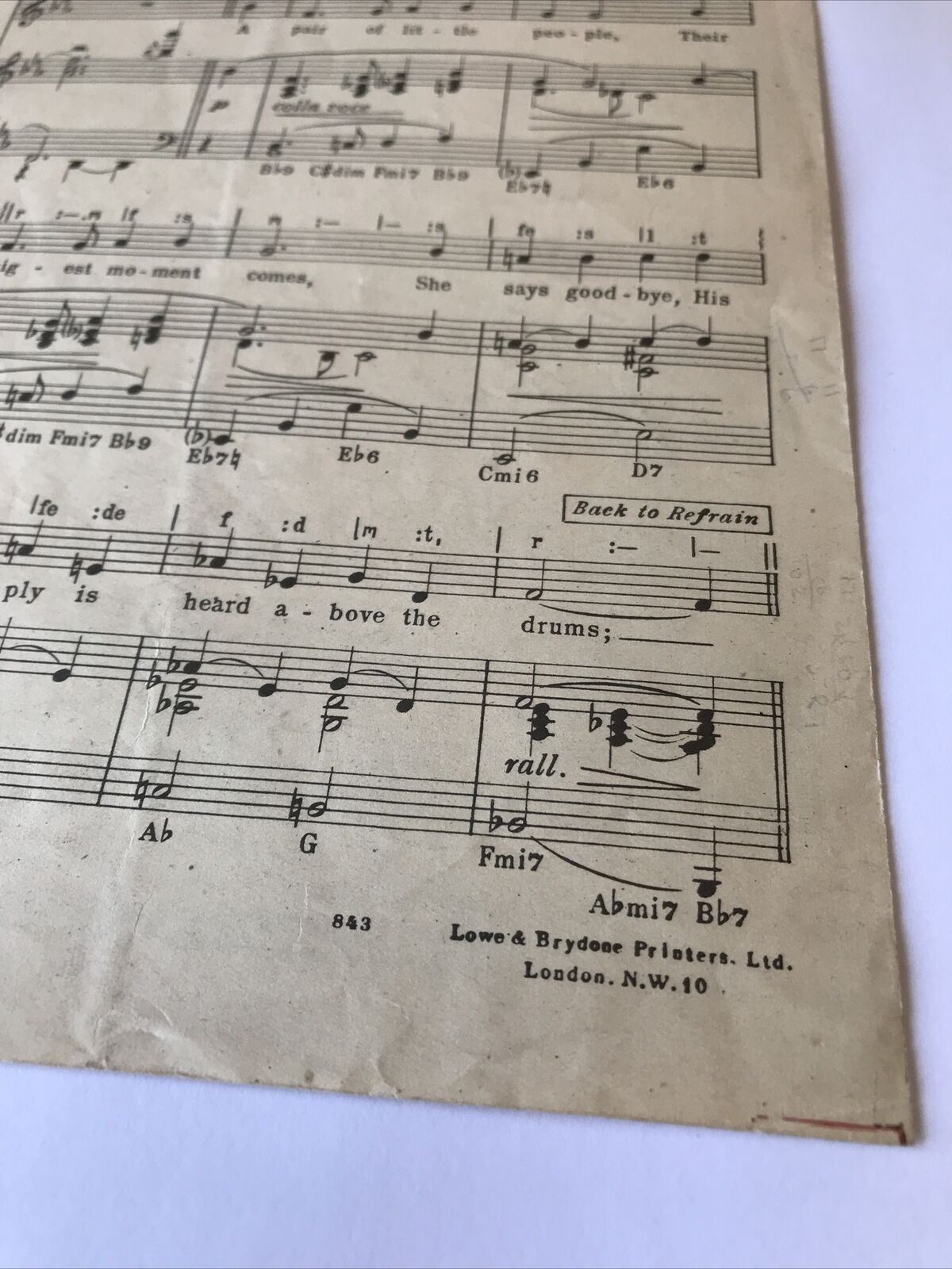 Vintage Sheet Music - We Mustn’t Say Goodbye - Stage Door Canteen - WWII Movie - Memorabilia