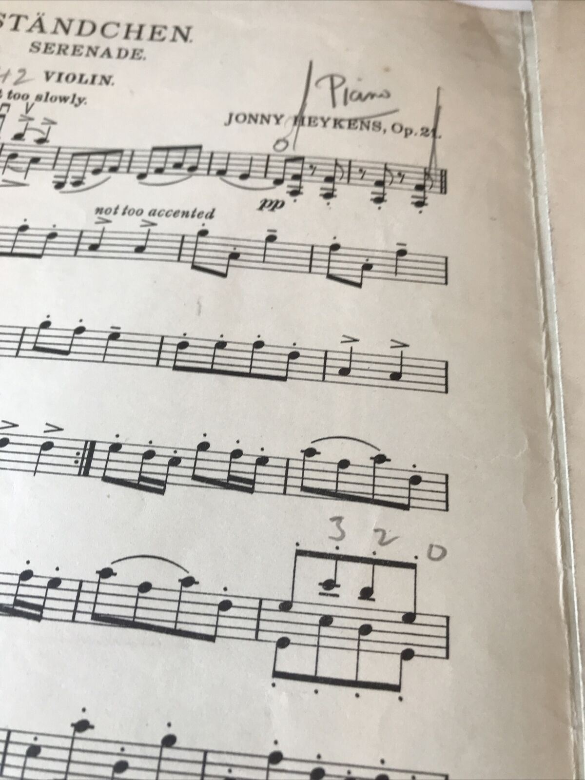 Vintage Sheet Music Ständchen Serenade Jonny Heykins Violin Piano 1928 1920s