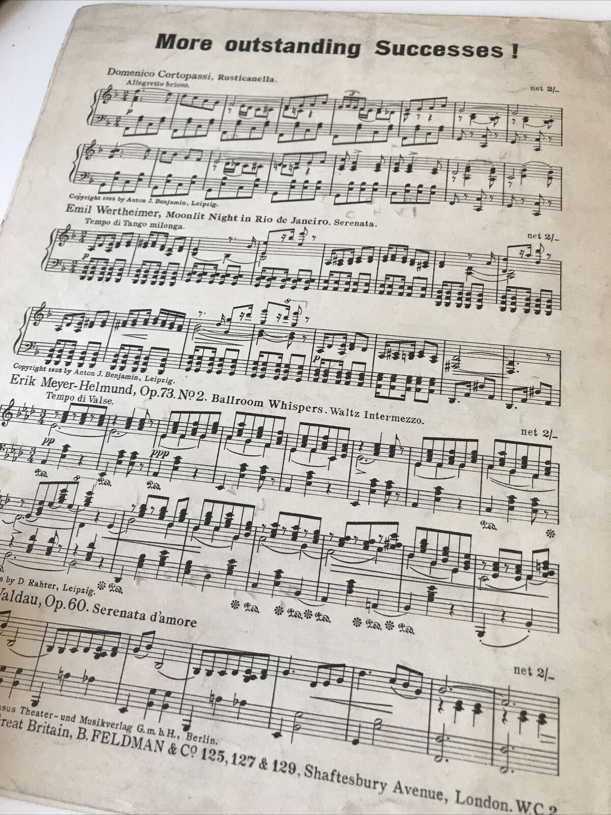Vintage Sheet Music Ständchen Serenade Jonny Heykins Violin Piano 1928 1920s