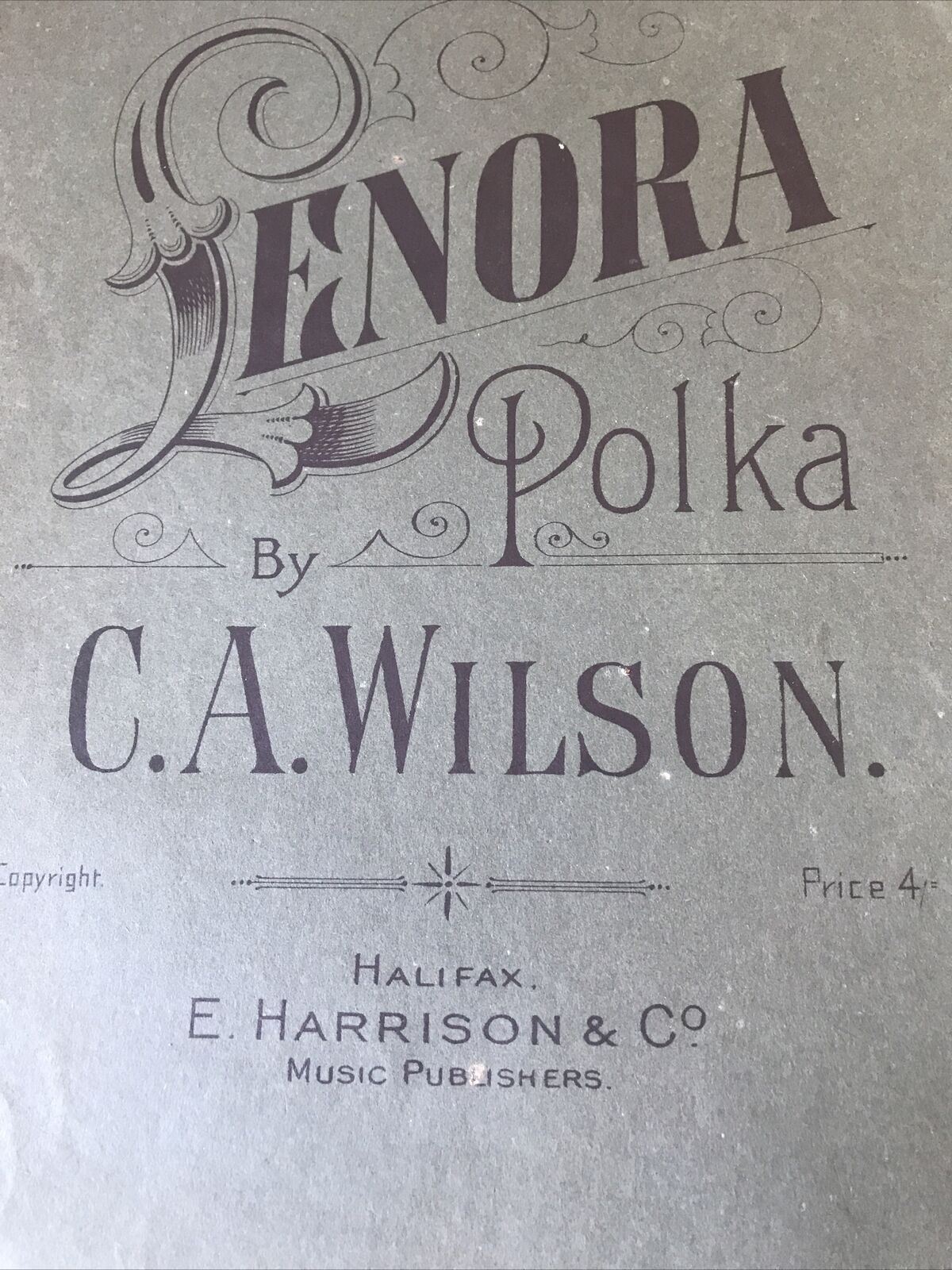 Vintage Sheet Music LENORA POLKA C A Wilson DAMAGED