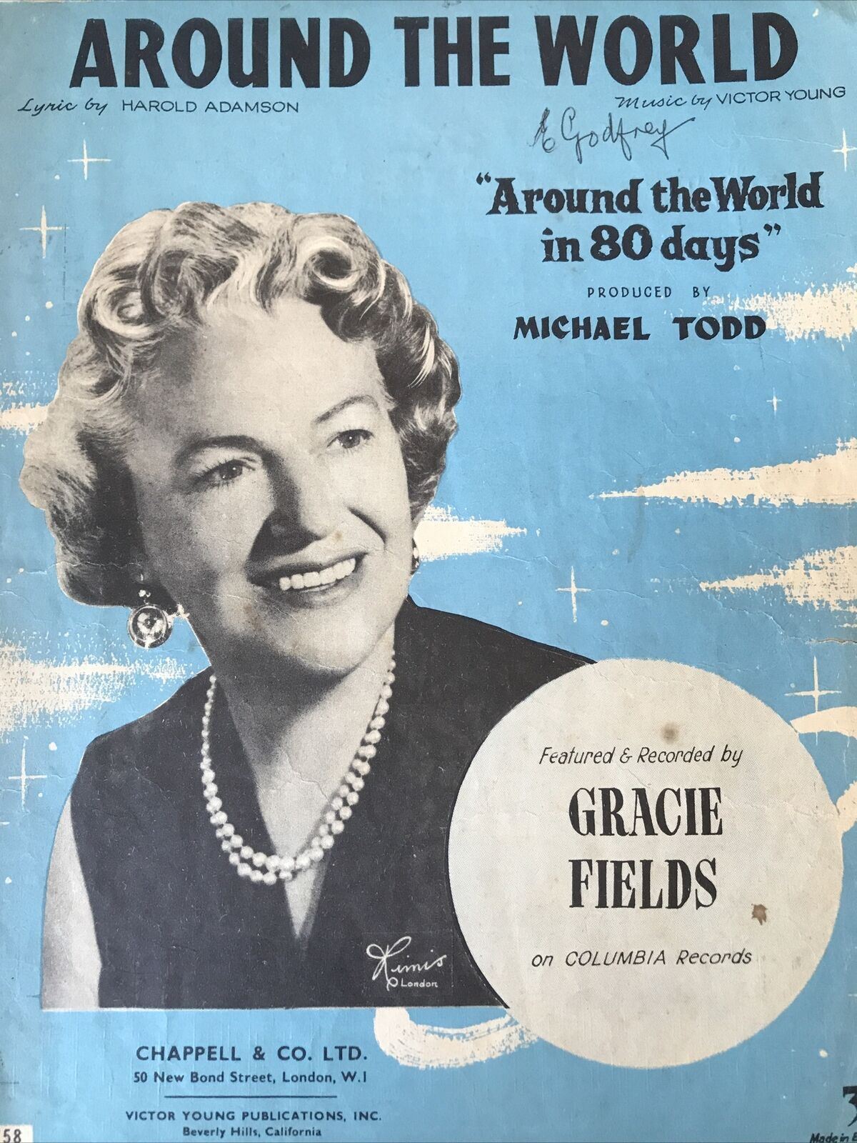 Vintage Sheet Music Movie Memorabilia AROUND THE WORLD IN 80 Days Gracie Fields