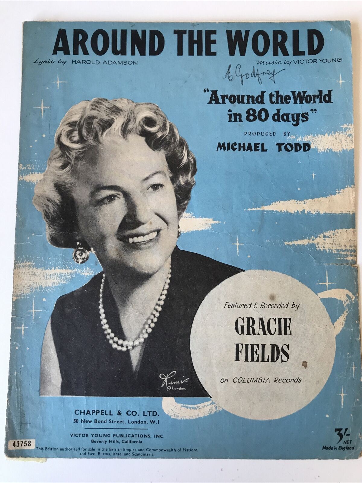 Vintage Sheet Music Movie Memorabilia AROUND THE WORLD IN 80 Days Gracie Fields