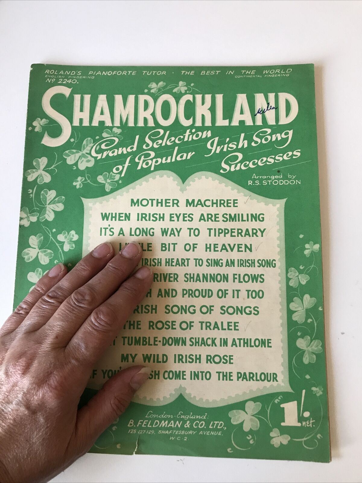 Vintage 1930s Sheet Music - SHAMROCKLAND - Irish Song Medley - Mother Machree - When Irish Eyes Are Smiling