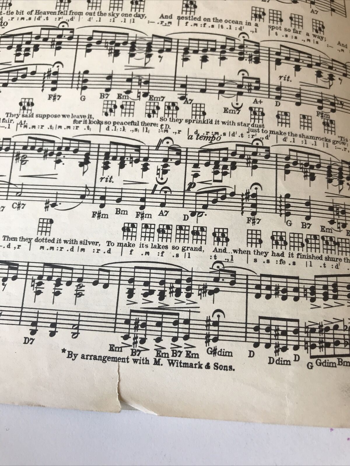 Vintage 1930s Sheet Music - SHAMROCKLAND - Irish Song Medley - Mother Machree - When Irish Eyes Are Smiling