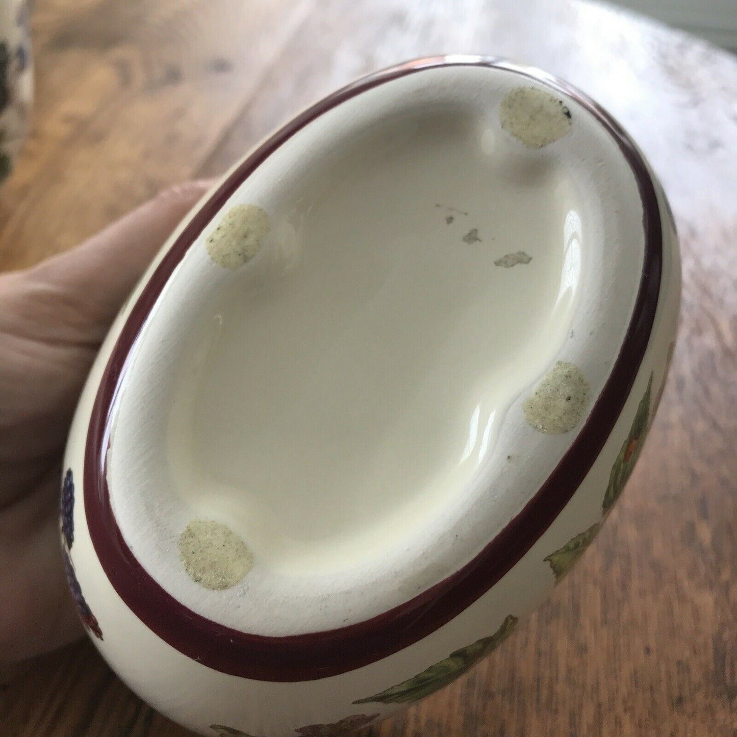 Deep Oval Decorative Bowl Pot / Small Indoor Planter / Plant Pot. Bramble Design Butterflies Blackberries Autumnal