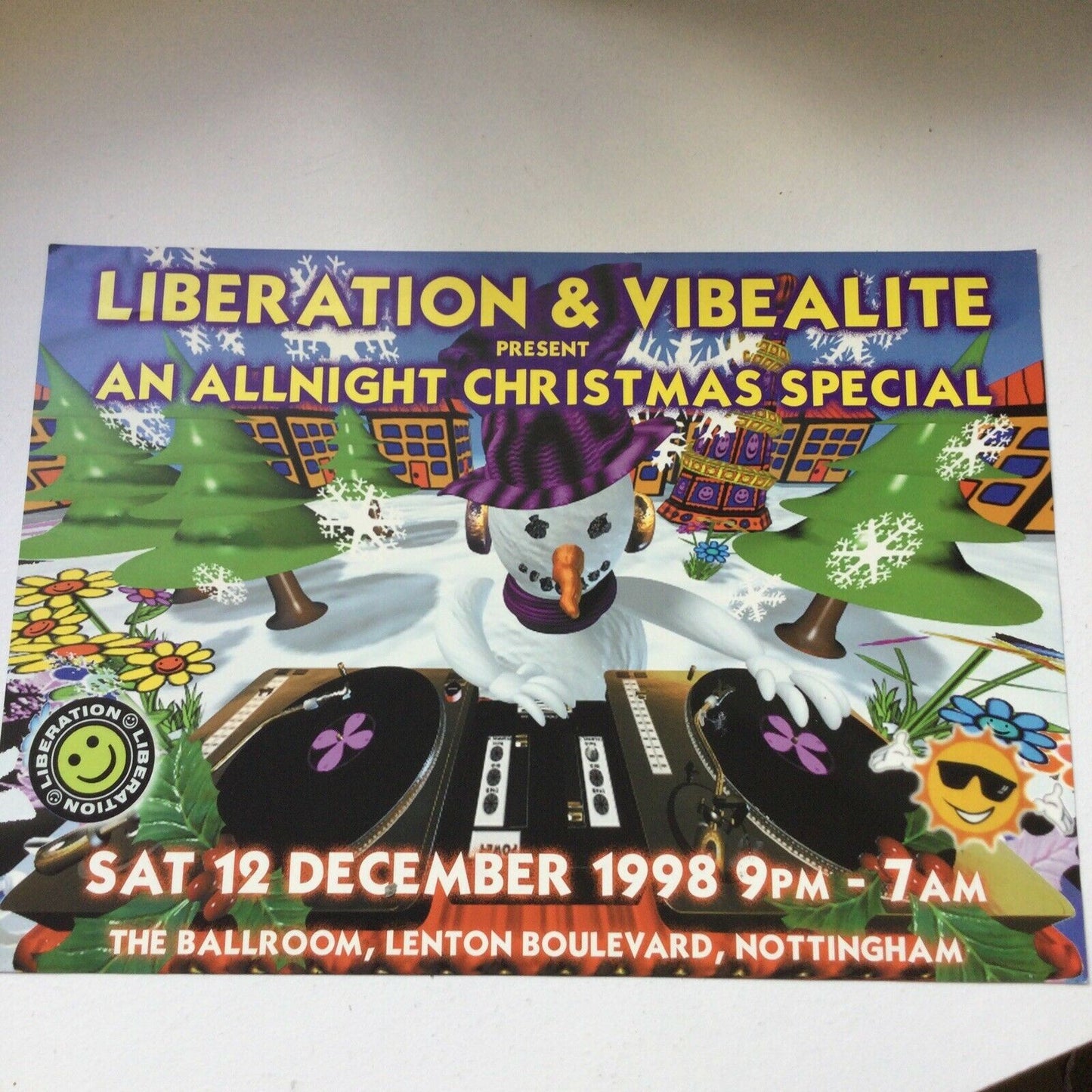 90s Y2K RAVE MEMORABILIA LIBERATION VIBEALITE Flyer CHRISTMAS 1998 NOTTINGHAM