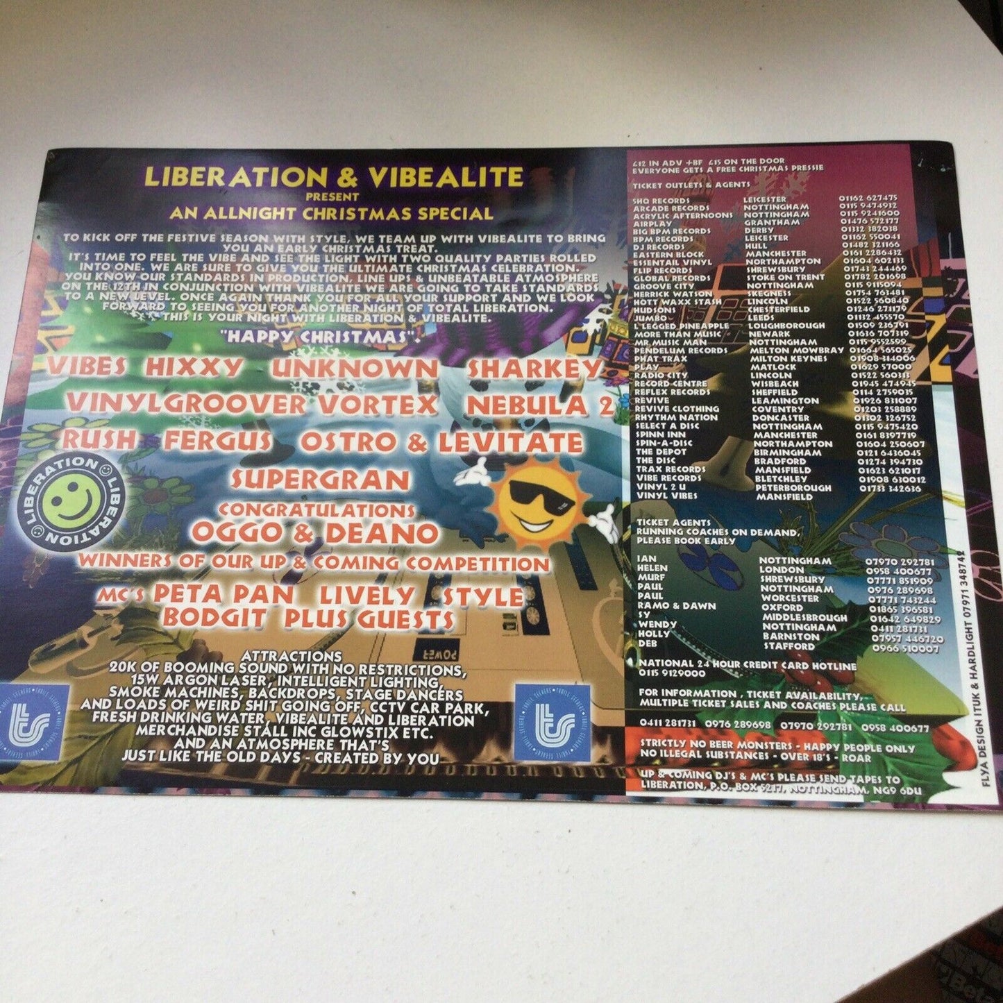 90s Y2K RAVE MEMORABILIA LIBERATION VIBEALITE Flyer CHRISTMAS 1998 NOTTINGHAM