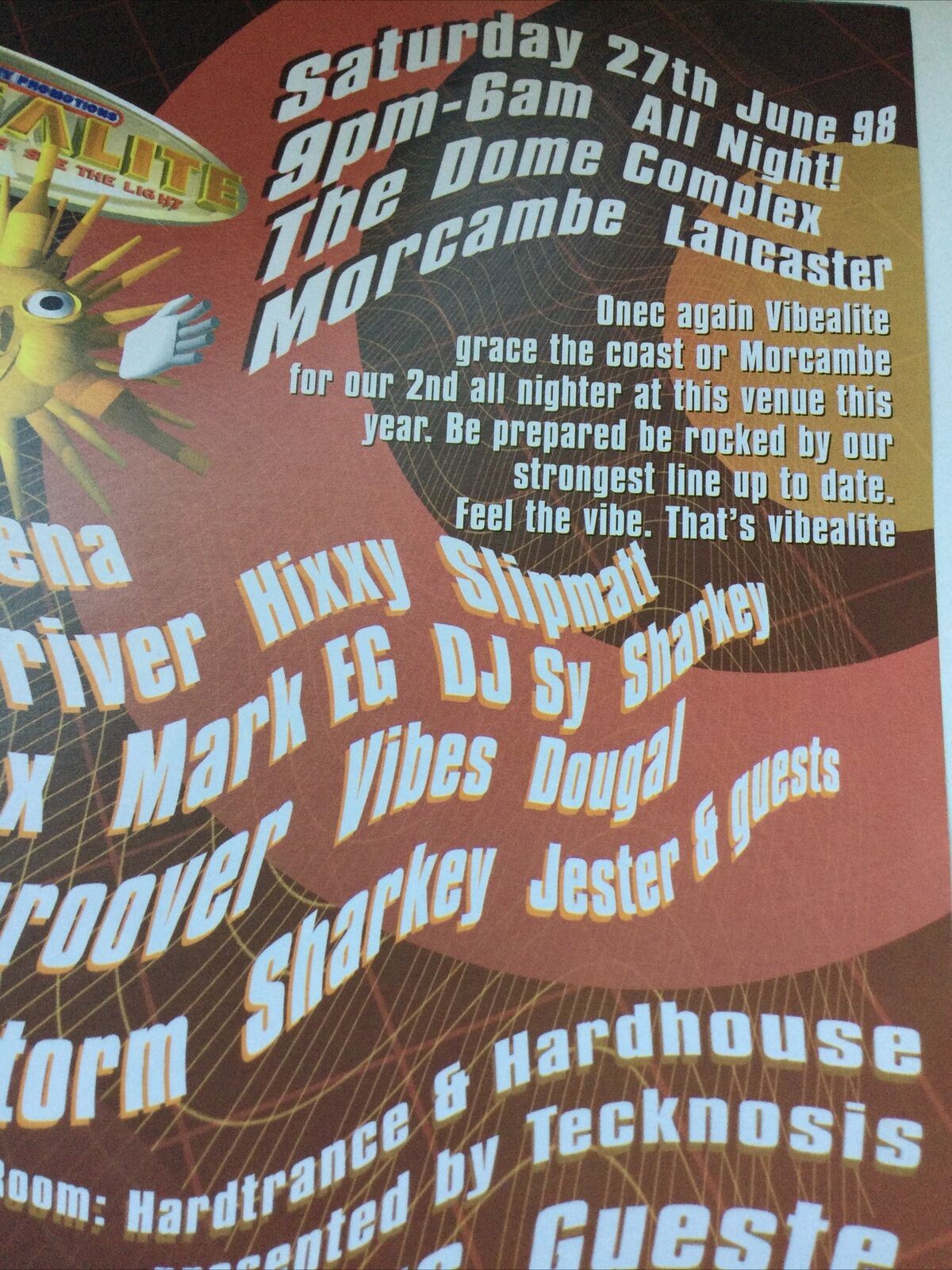 90s Y2K RAVE Club Memorabilia THE DOME COMPLEX MORCAMBE JUNE 1998 VIBEALITE BASSDRIVER HIXXY