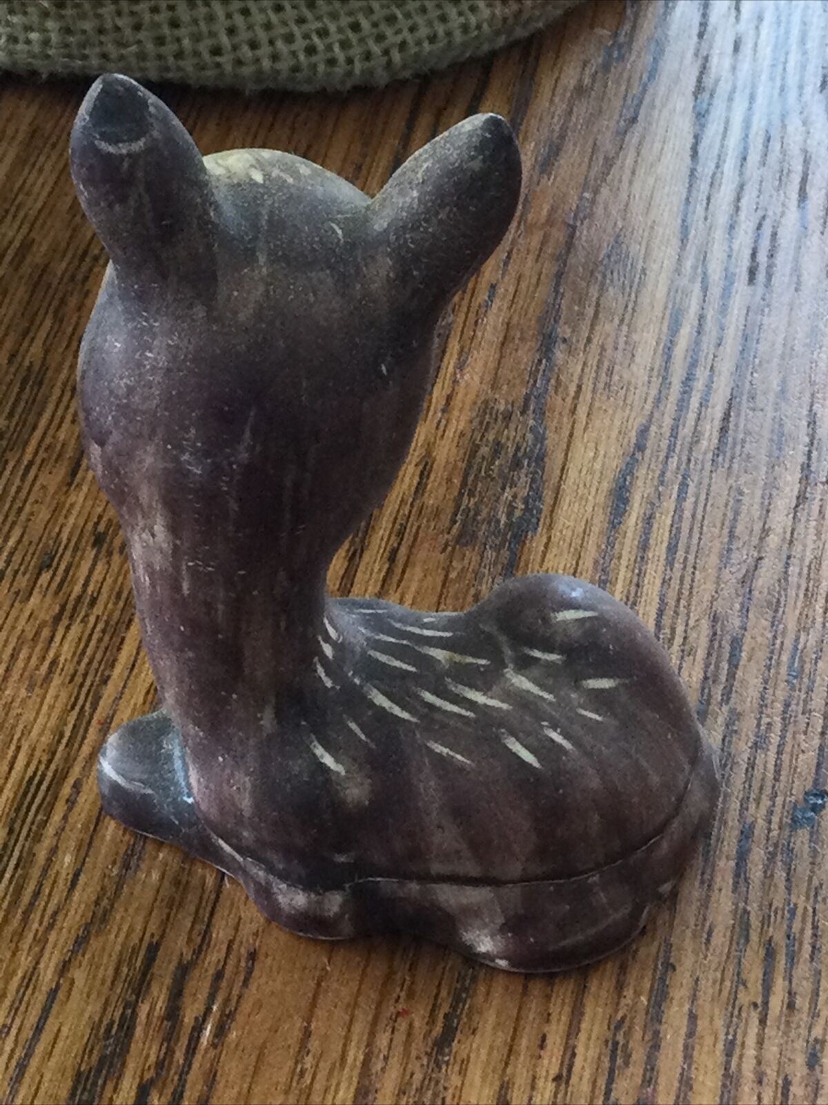 Vintage Retro Fawn Deer Ornament Figurine. Cute Face. Kitsch. Sitting. Ceramic.