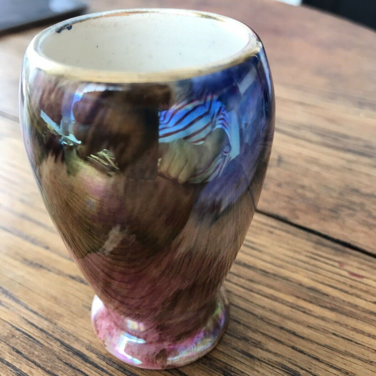 Small Bud Vase - Lustre Ware - Jewel Colours - Oldcourt Ware -  Hand painted 8cm Gold Rim Shiny
