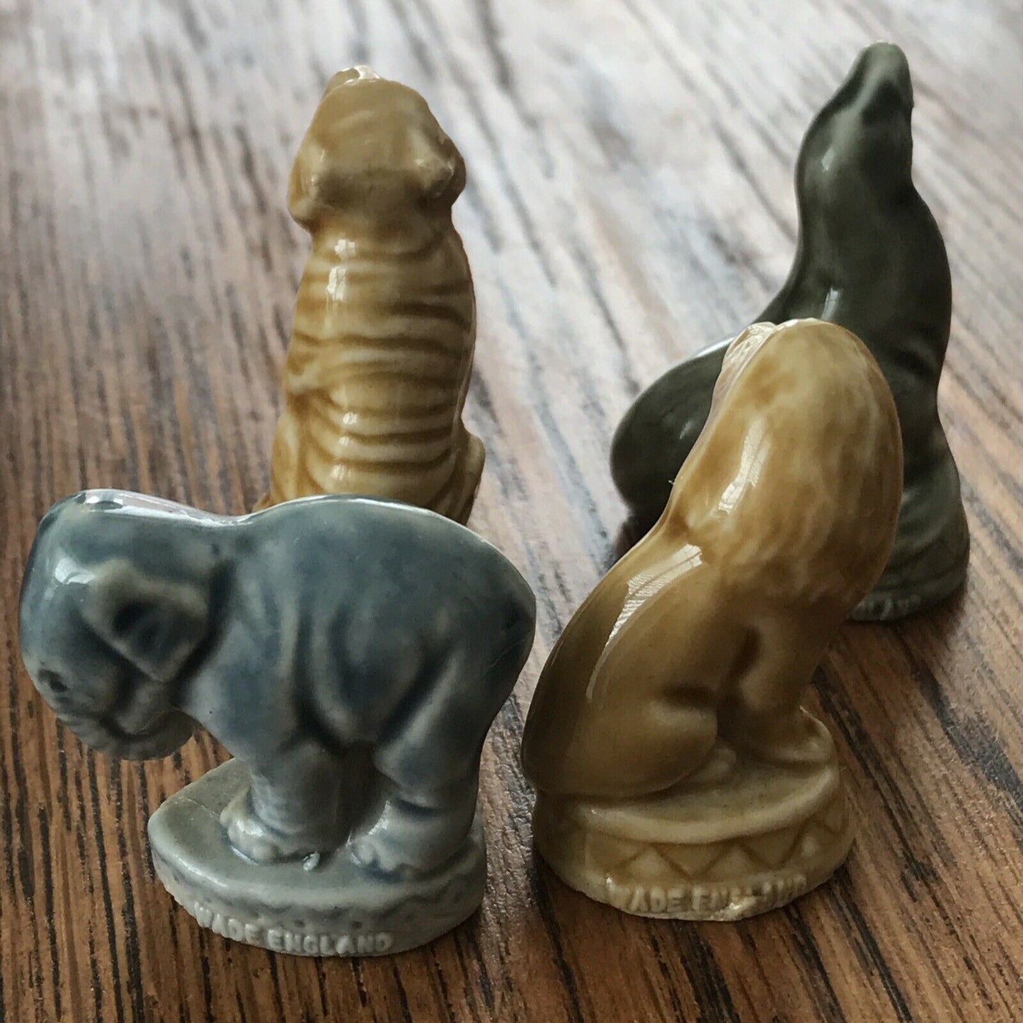 Set Of 4 Circus Whimsies Elephant Tiger Lion Seal Figurines Ornaments 1990s 1994-99. Wade collectibles.