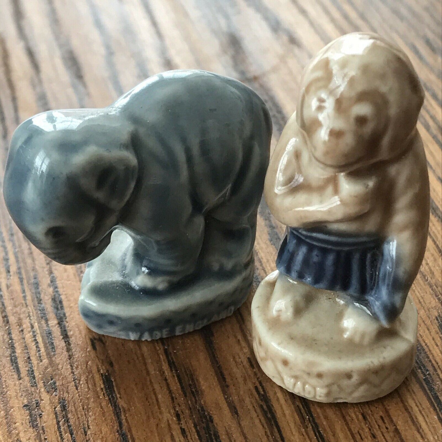 Set Of 2 Circus Whimsies Elephant Monkey With Blue Skirt Figurines Ornaments. 1990s. 1994-99