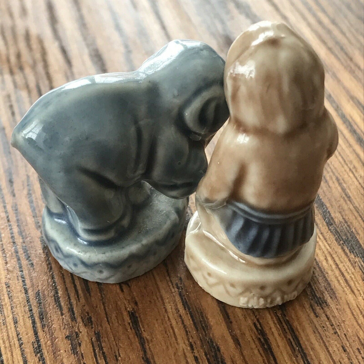 Set Of 2 Circus Whimsies Elephant Monkey With Blue Skirt Figurines Ornaments. 1990s. 1994-99