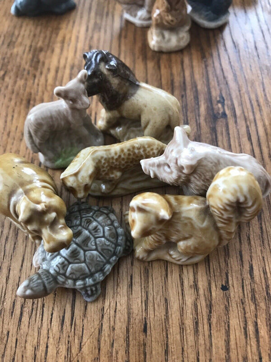 Small Job Lot Whimsies x 7. Hippo, Lamb, Lion, Leopard Boar, Turtle & Squirrel. 1970s collectibles.