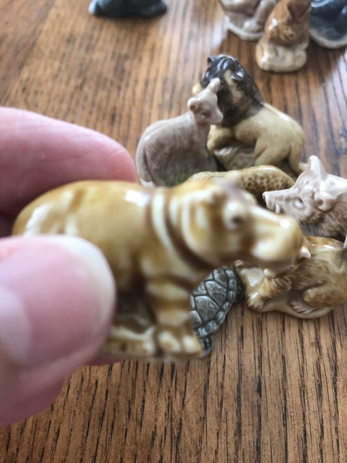 Small Job Lot Whimsies x 7. Hippo, Lamb, Lion, Leopard Boar, Turtle & Squirrel. 1970s collectibles.