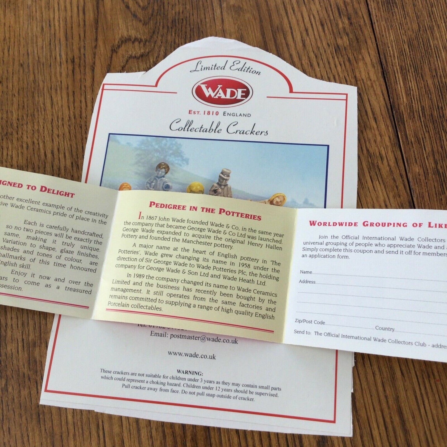 Wade Whimsies Ephemera. Small Leaflet & Cut-out From Crackers Box Nursery Rhyme collection.