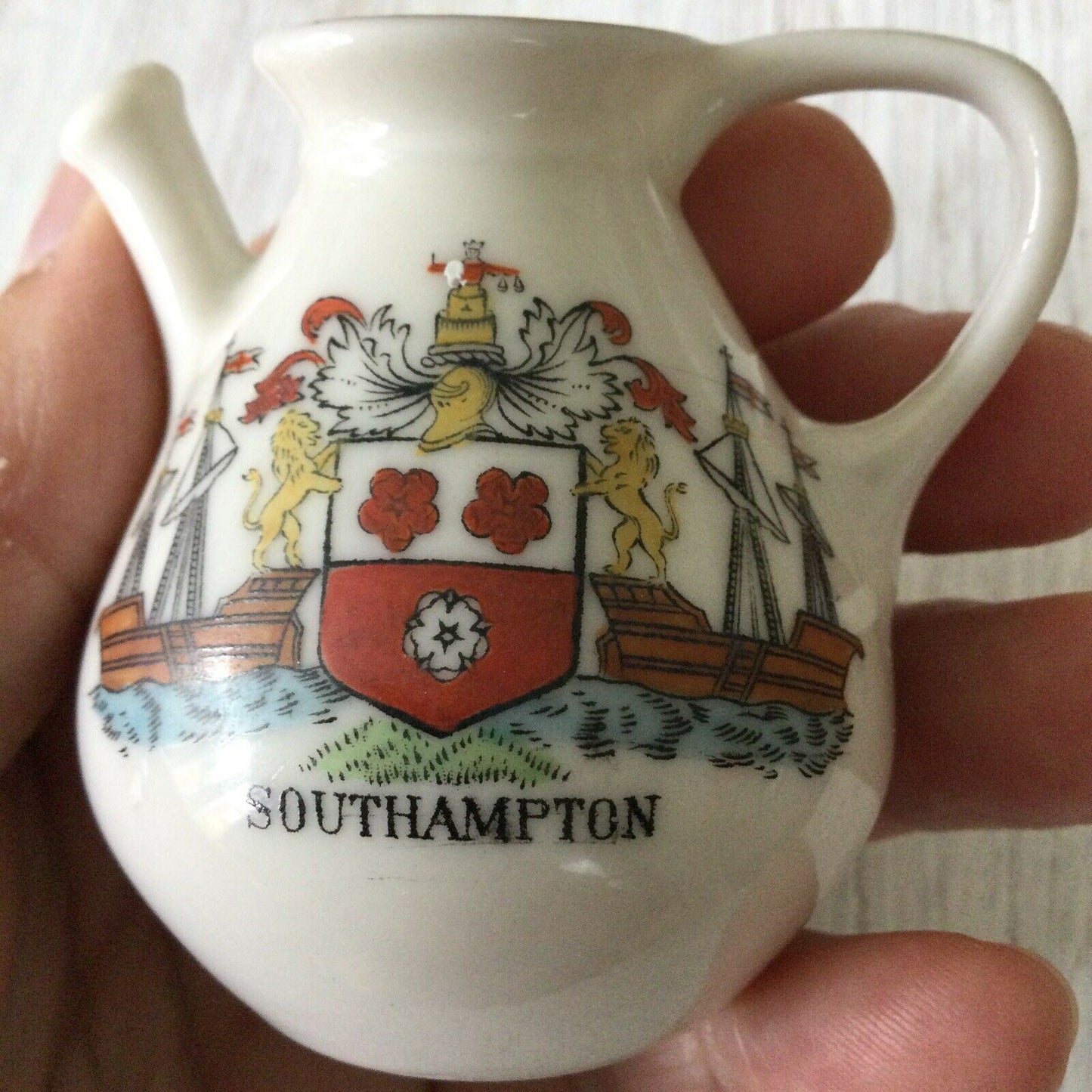 Vintage SOUTHAMPTON Crested China Miniature Urn Jug Grafton China Phillips & Co