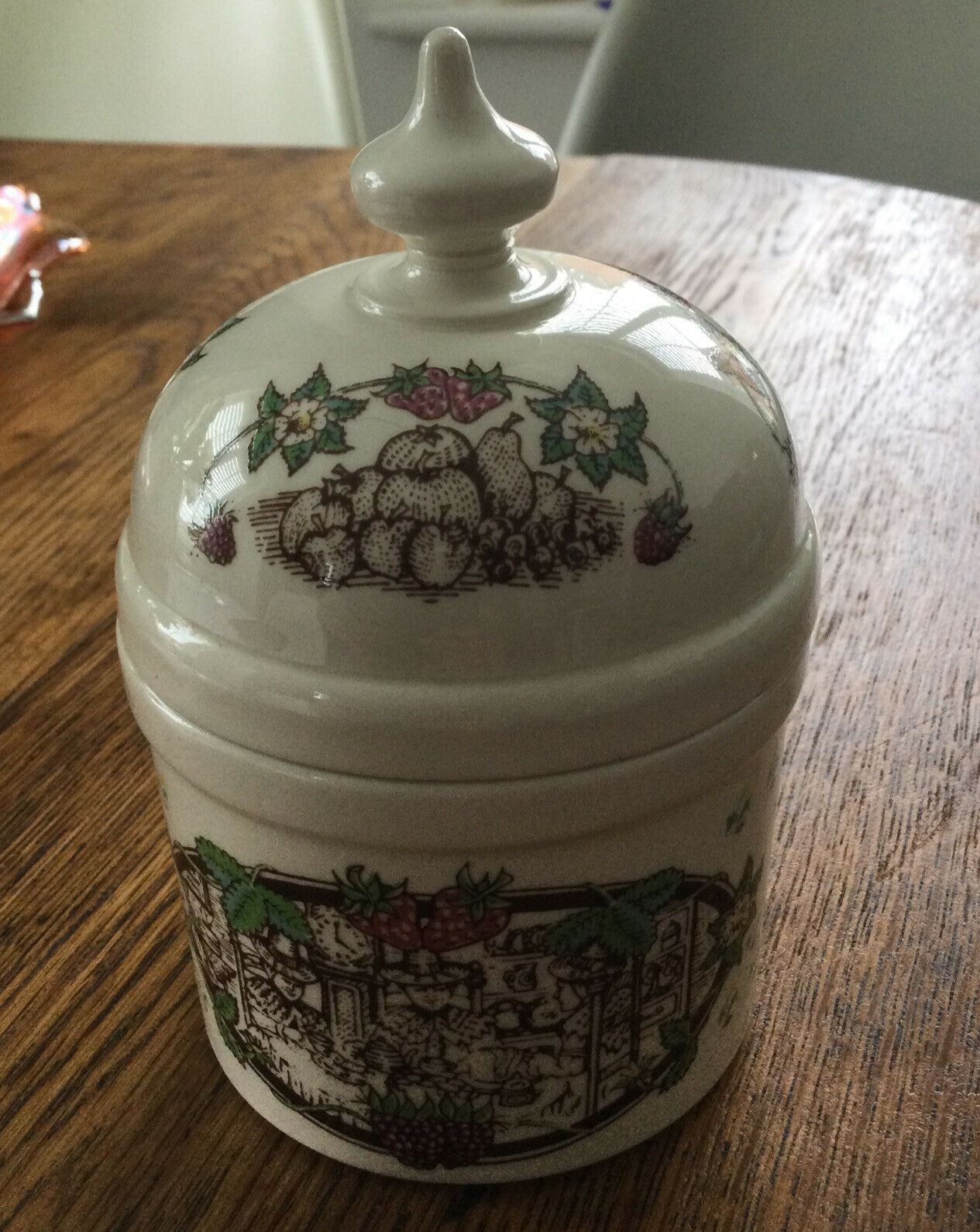 Vintage Boncath Pottery preserve jar / pot 1970s Dave Parkin Welsh Lady Preserves