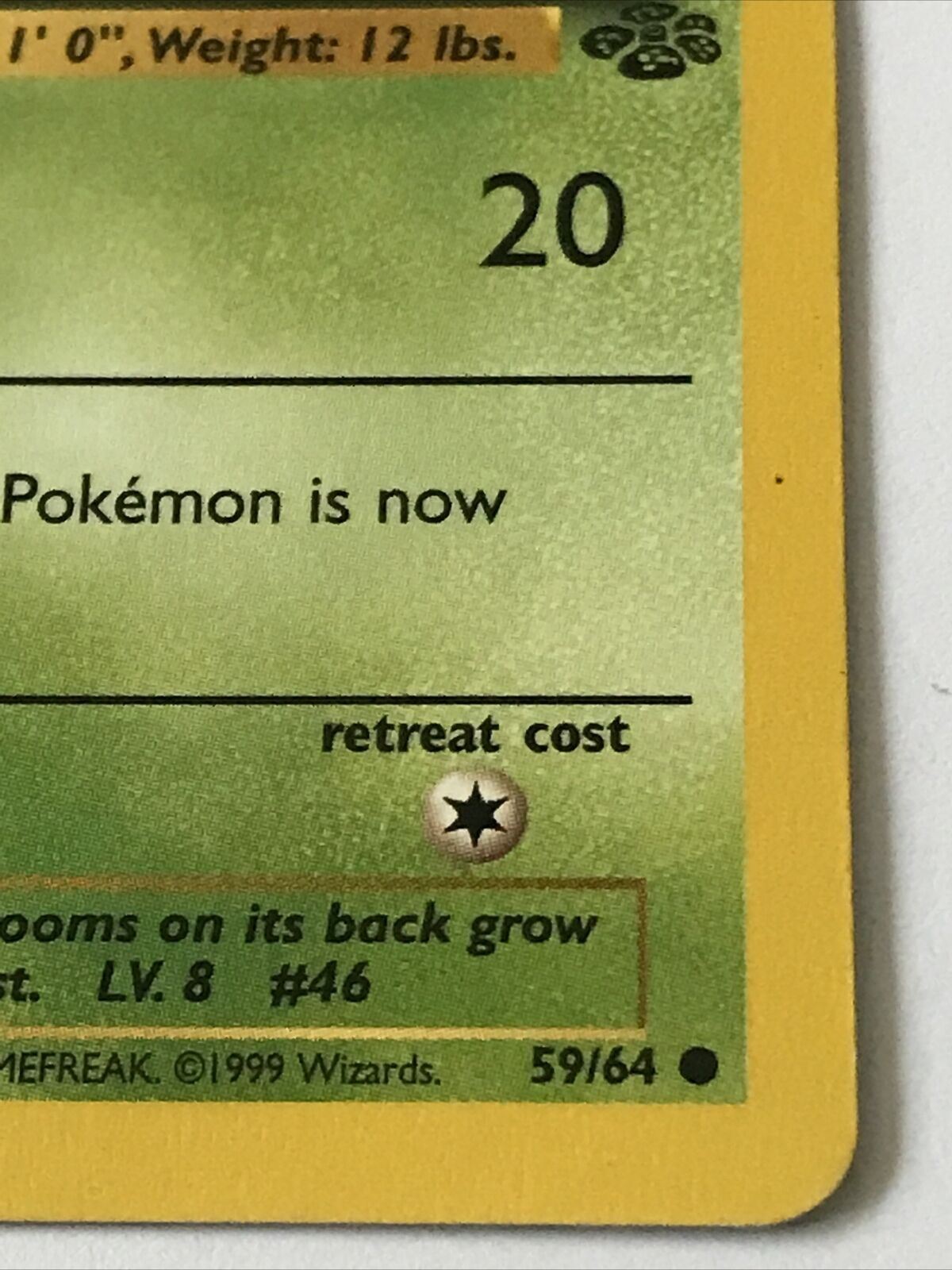Vintage Pokemon Card 1999 PARAS 59/64 Basic HP40 Mushroom Played