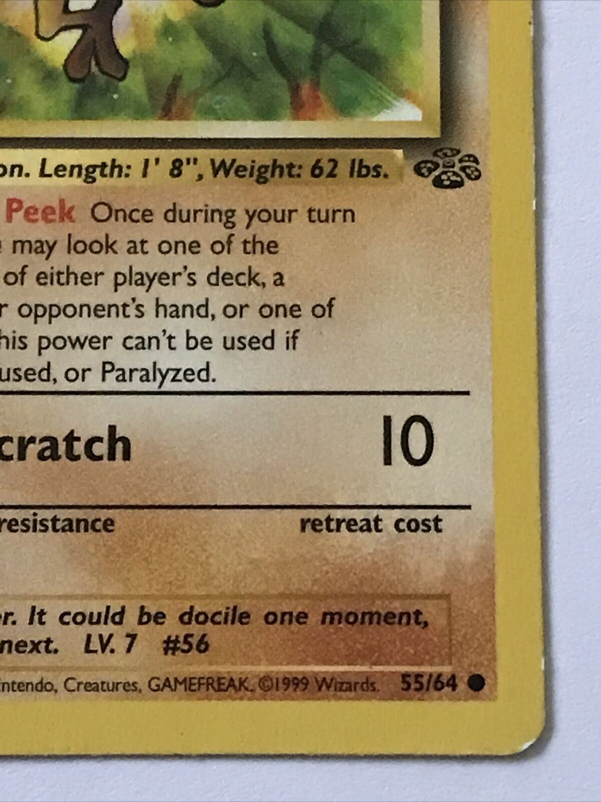 Vintage Pokemon Card 1999 MANKEY 55/64 Basic HP30 Played Pig Monkey Wizards
