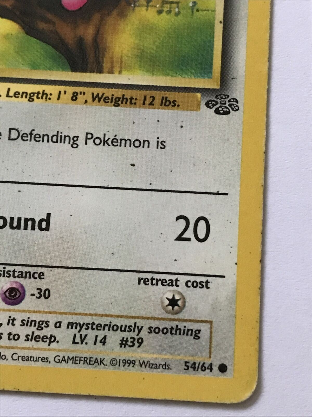 Vintage Pokemon Card 1999 JIGGLYPUFF 54/64 Basic HP60 Played Balloon WOTC