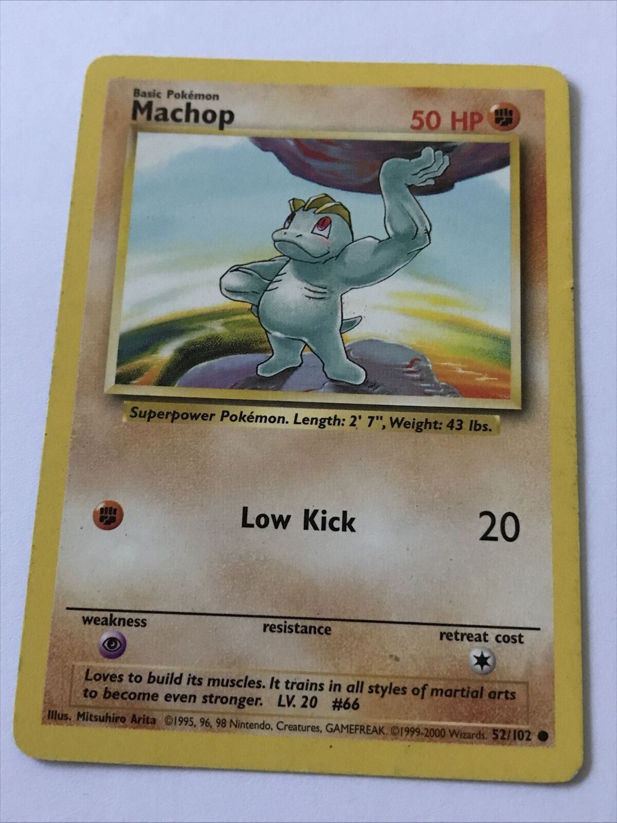 Vintage Pokemon 1999-2000 MACHOP 52/102 50HP Superpower WOTC