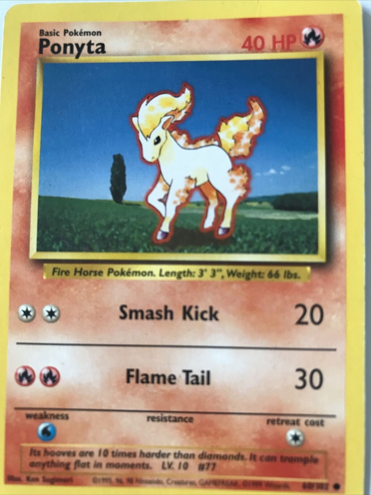 Vintage Pokemon Card PONYTAIL 60/102 1999 Played Basic 40HP Wizards WOTC