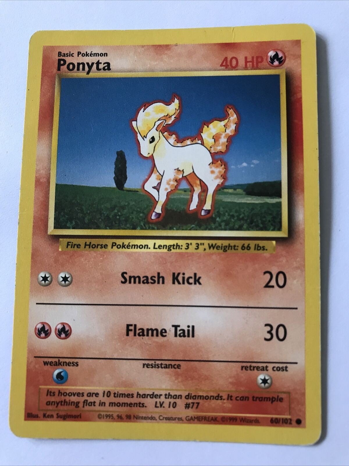 Vintage Pokemon Card PONYTAIL 60/102 1999 Played Basic 40HP Wizards WOTC
