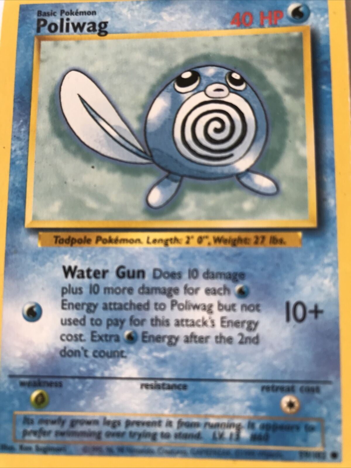 Vintage Pokemon Card POLIWAG 59/102 1999 Played Basic 40HP Wizards WOTC