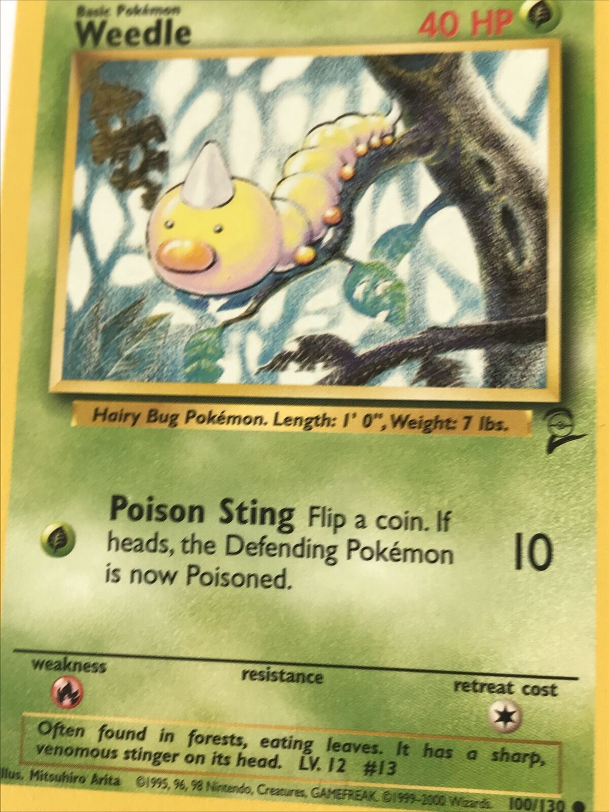 Vintage Pokemon card WEEDLE 100/130 Wizards 1999 - 2000 Played