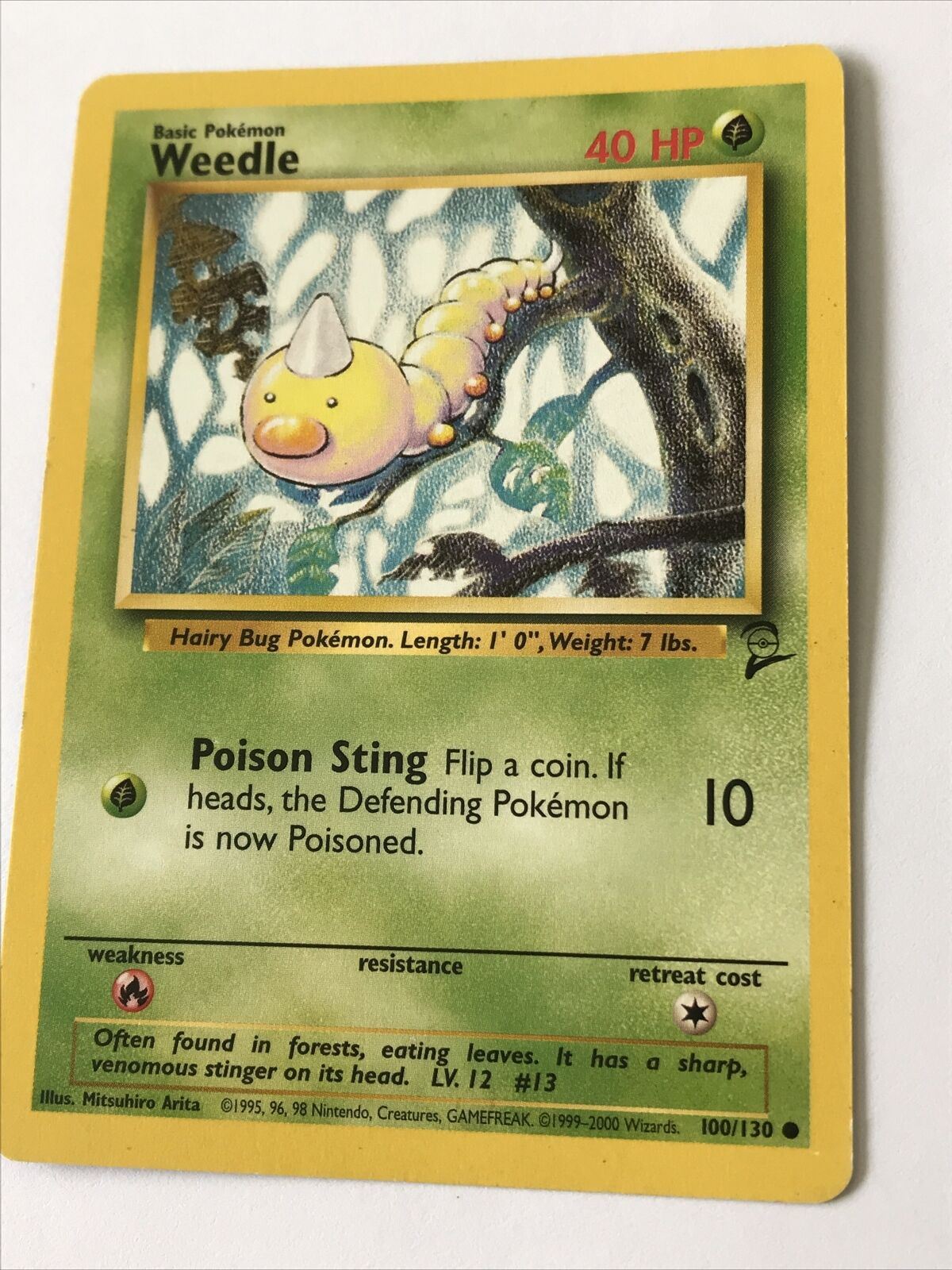 Vintage Pokemon card WEEDLE 100/130 Wizards 1999 - 2000 Played