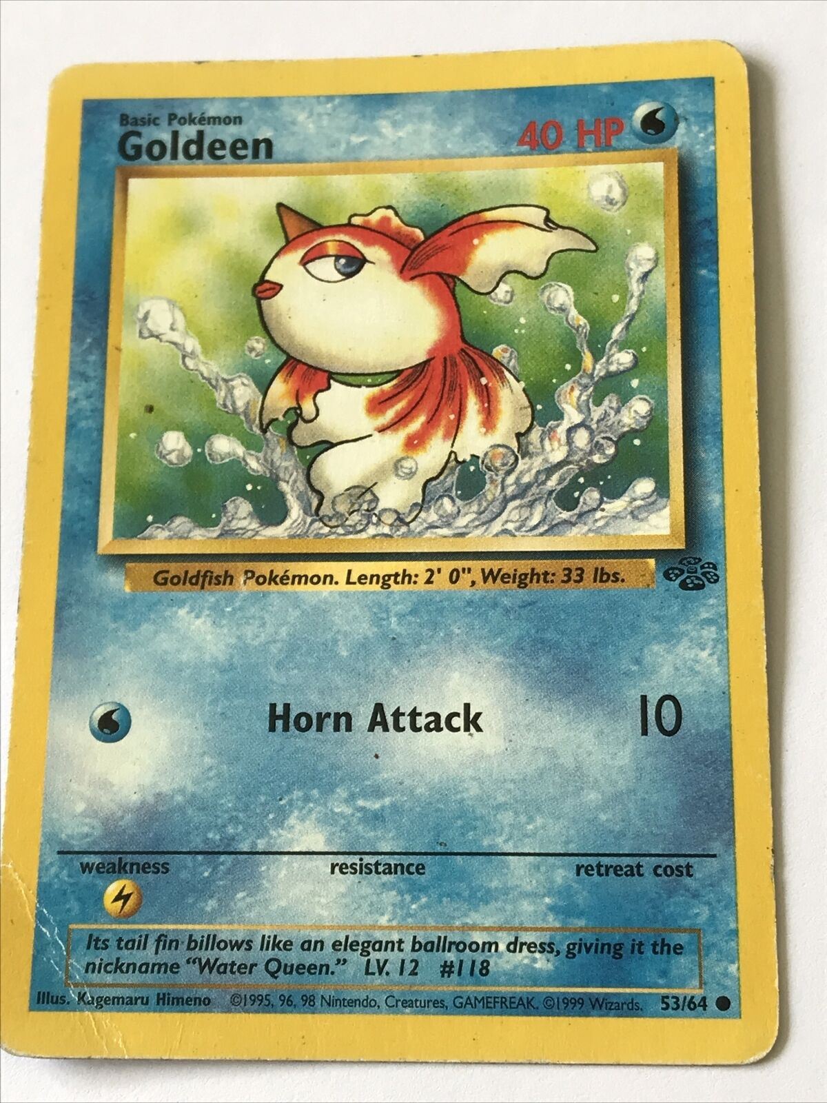 Vintage Pokemon card GOLDEEN 53/64 Wizards 1999 Played Basic WOTC