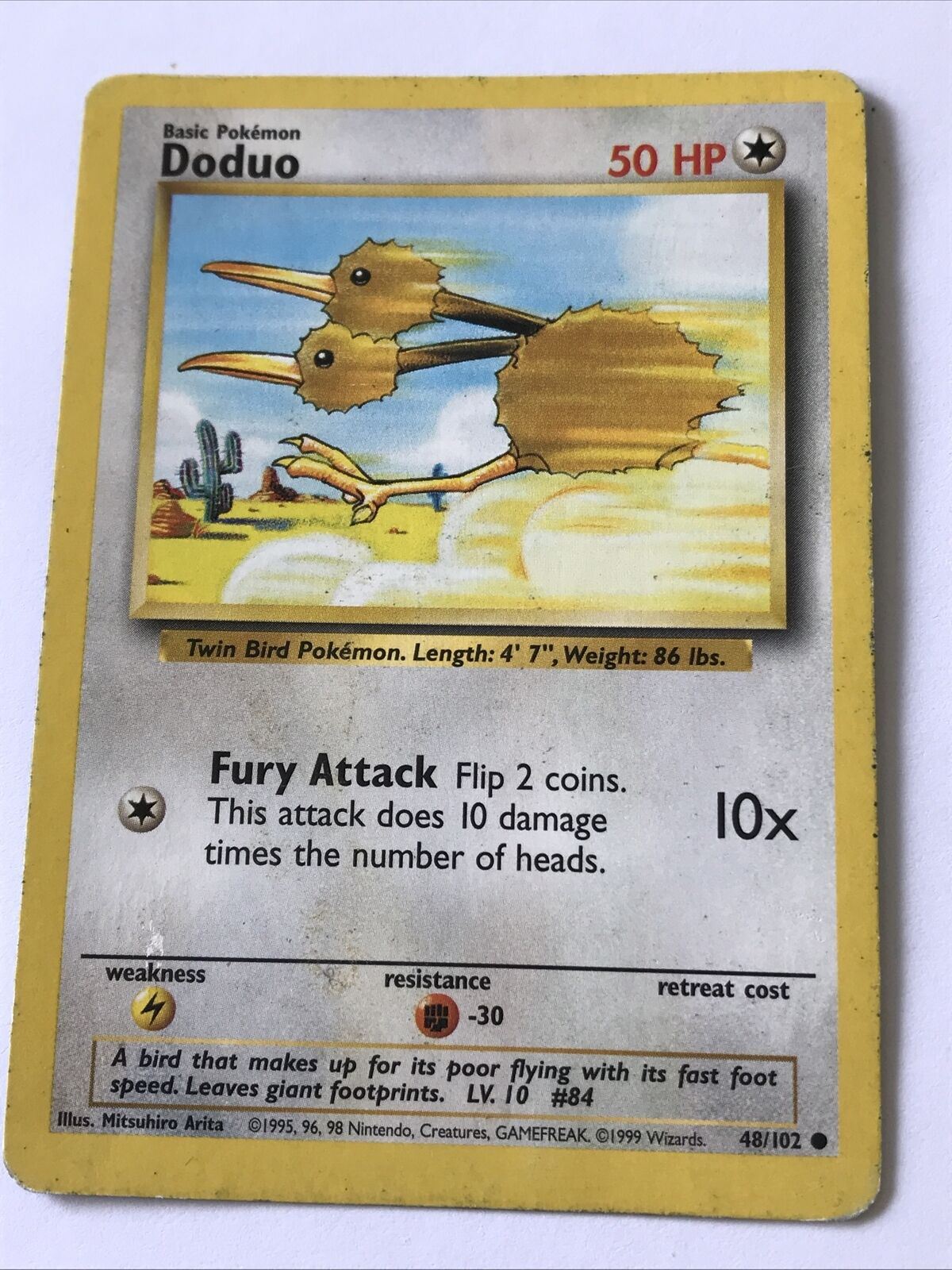 Vintage Pokemon card DODUO 48/102 Wizards 1999 Played Basic WOTC