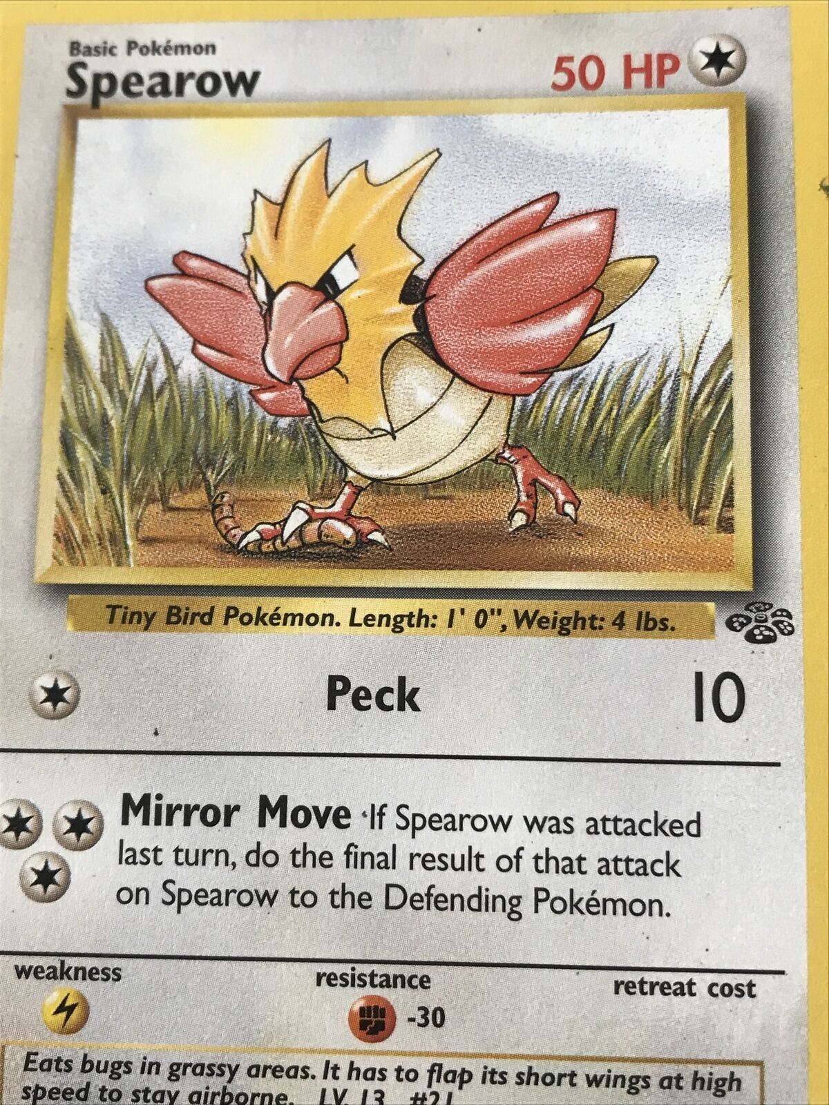 Vintage Pokemon card SPEAROW 62/64 Wizards 1999 Played Basic WOTC