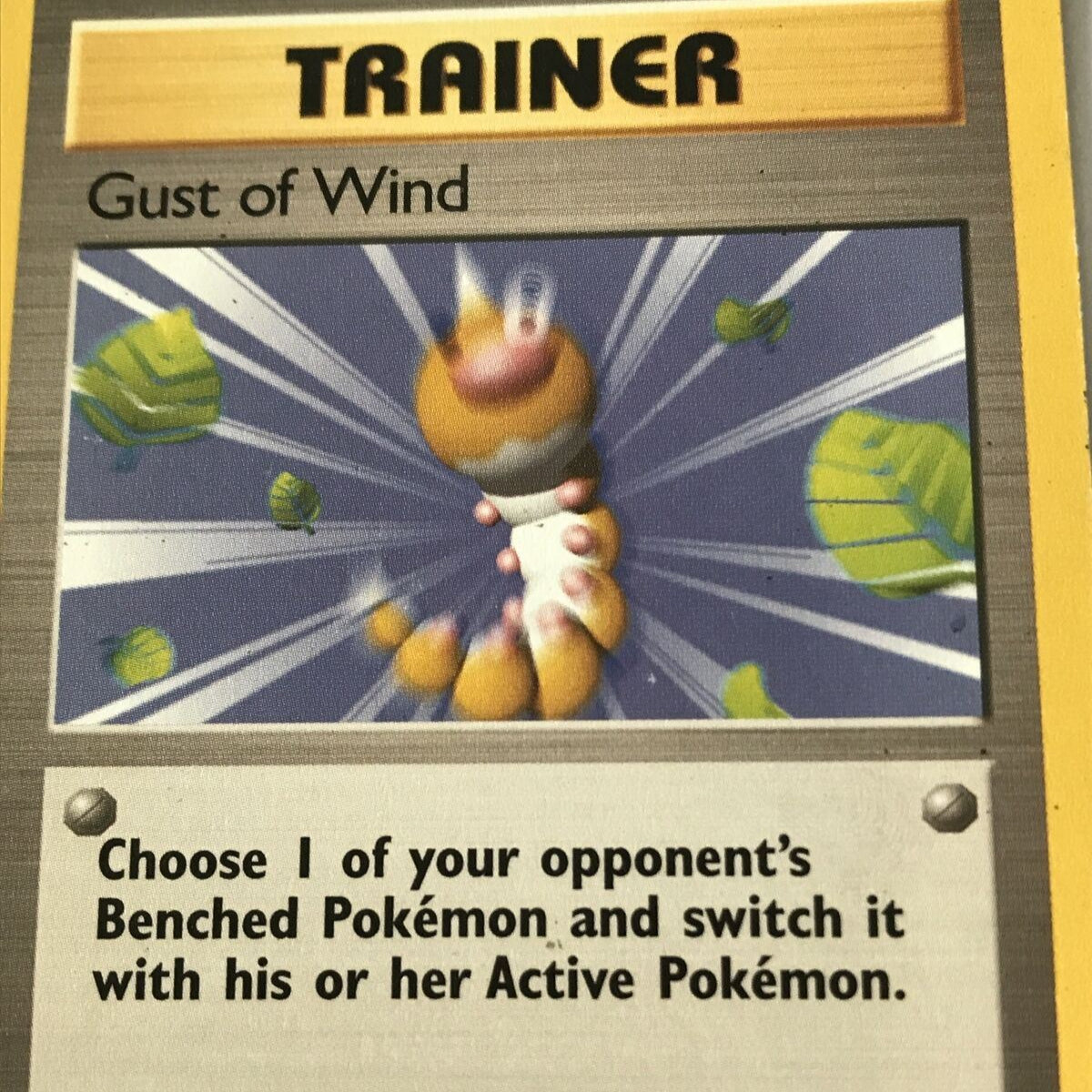 Vintage Pokemon card - TRAINER - Gust Of Wind 93/102 Wizards - 1999 - Lightly Played - WOTC