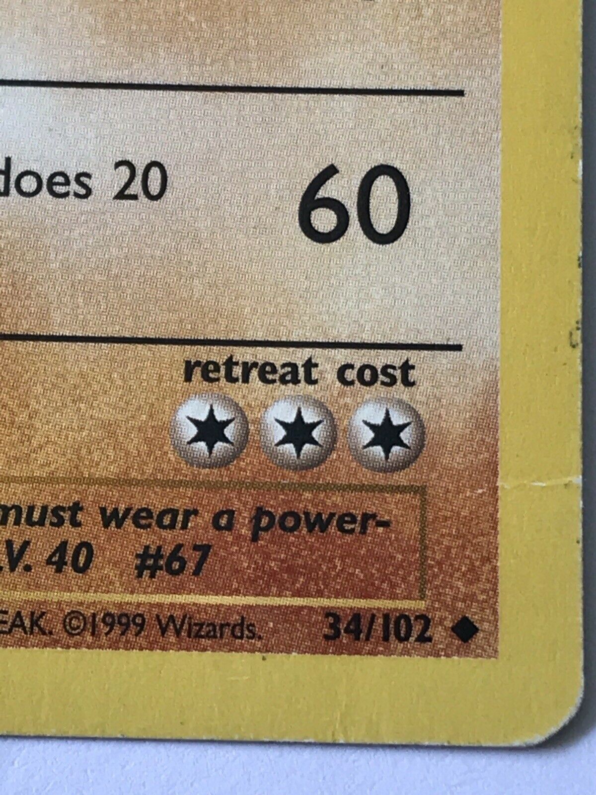 Vintage Pokemon card - MACHOKE 34/102- Wizards - 1999 - Played - WOTC - Stage 1 Evolve
