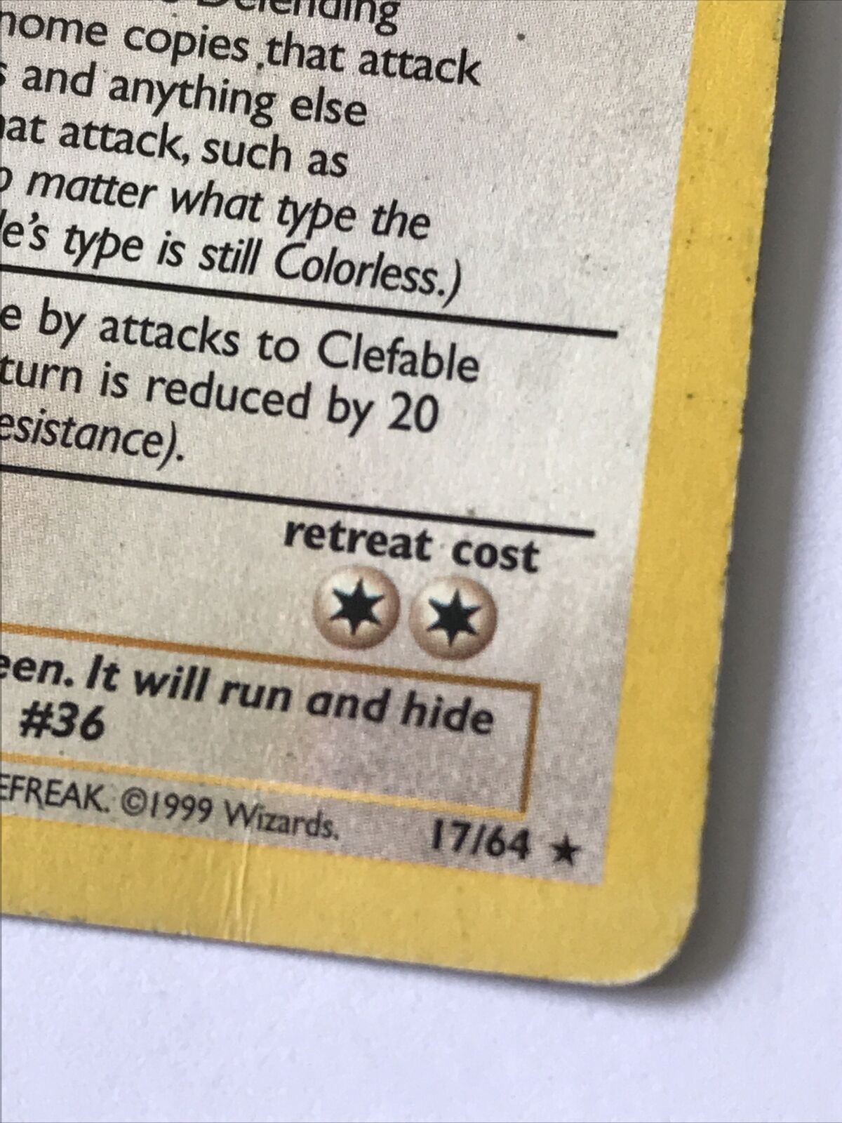 Vintage Pokemon card CLEFABLE 17/64 Wizards 1999 Played WOTC Stage 1 Evolve