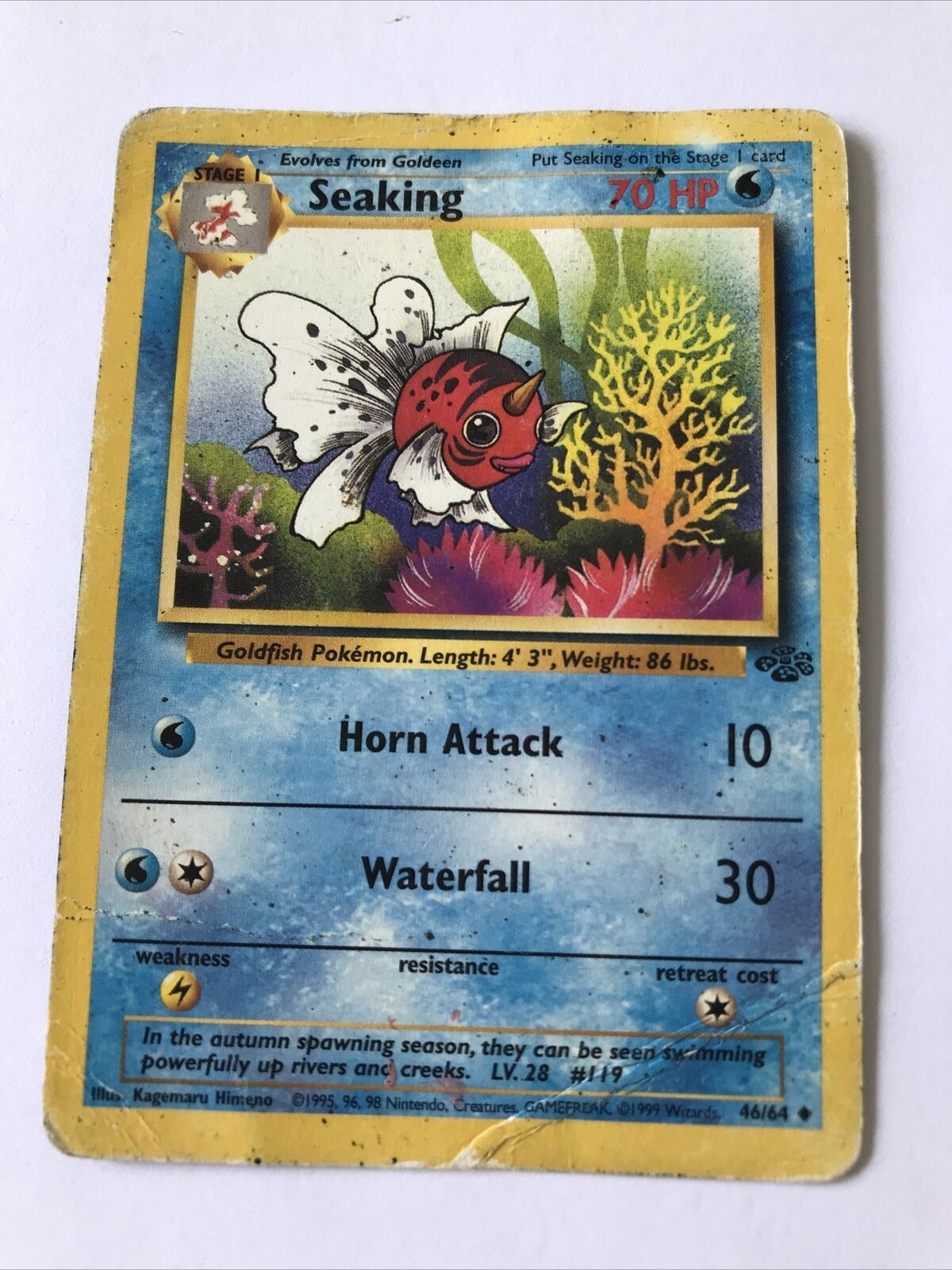 Vintage Pokemon card 46/64 SEAKING Wizards 1999 Played WOTC Stage 1 Evolve