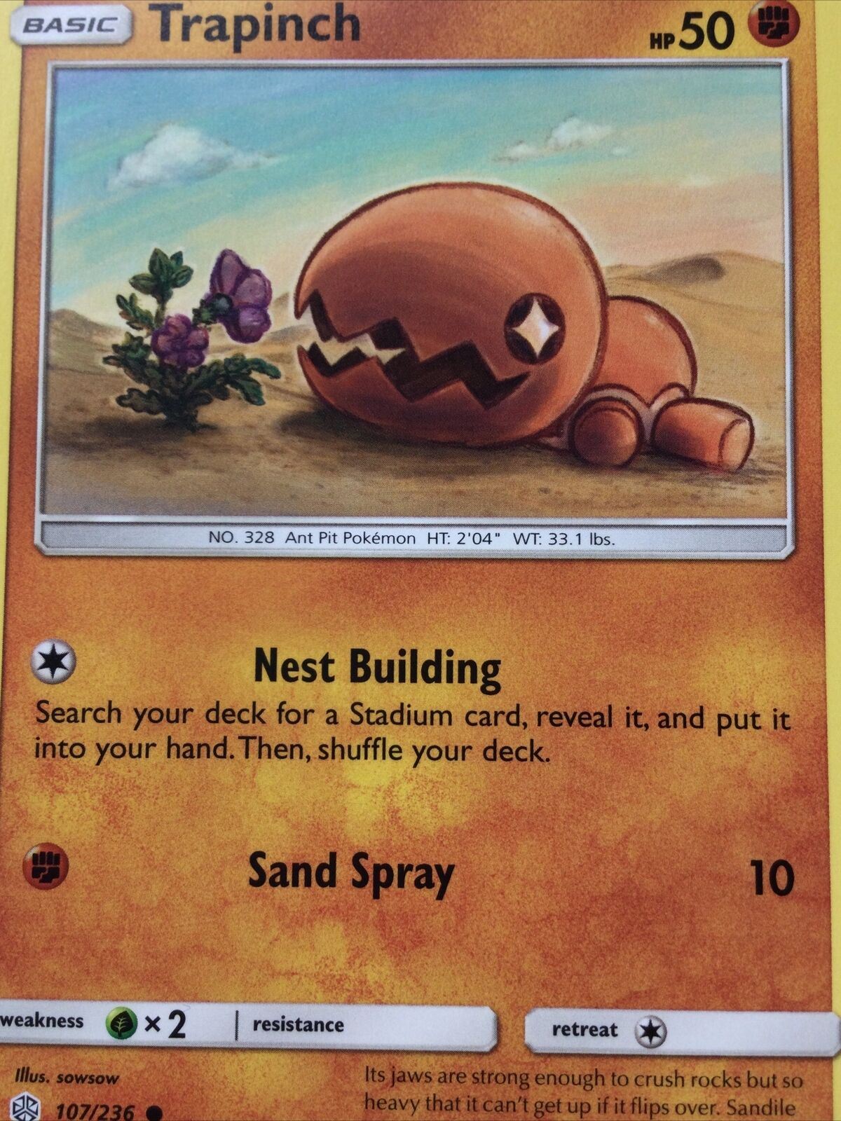 2019 Pokemon Card Basic TRAPINCH Pack Fresh HP50 Ant Pit 107/236 No.328