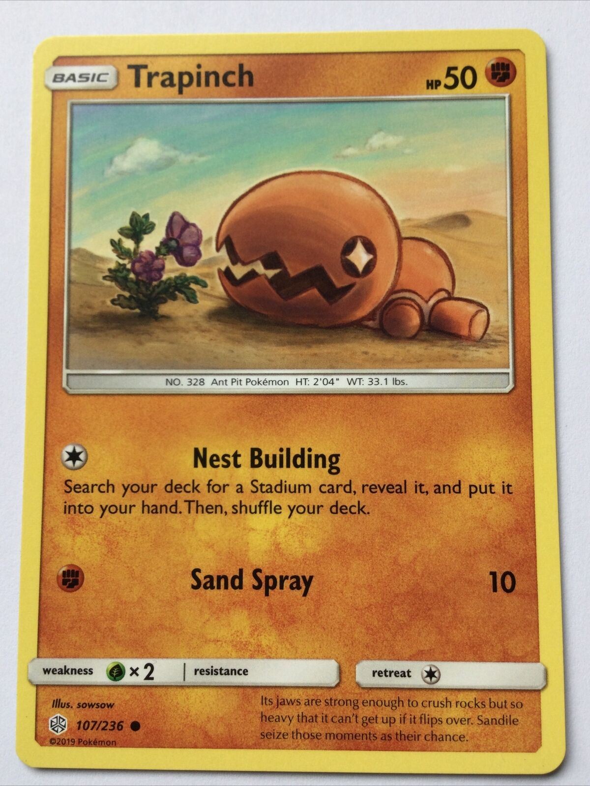 2019 Pokemon Card Basic TRAPINCH Pack Fresh HP50 Ant Pit 107/236 No.328