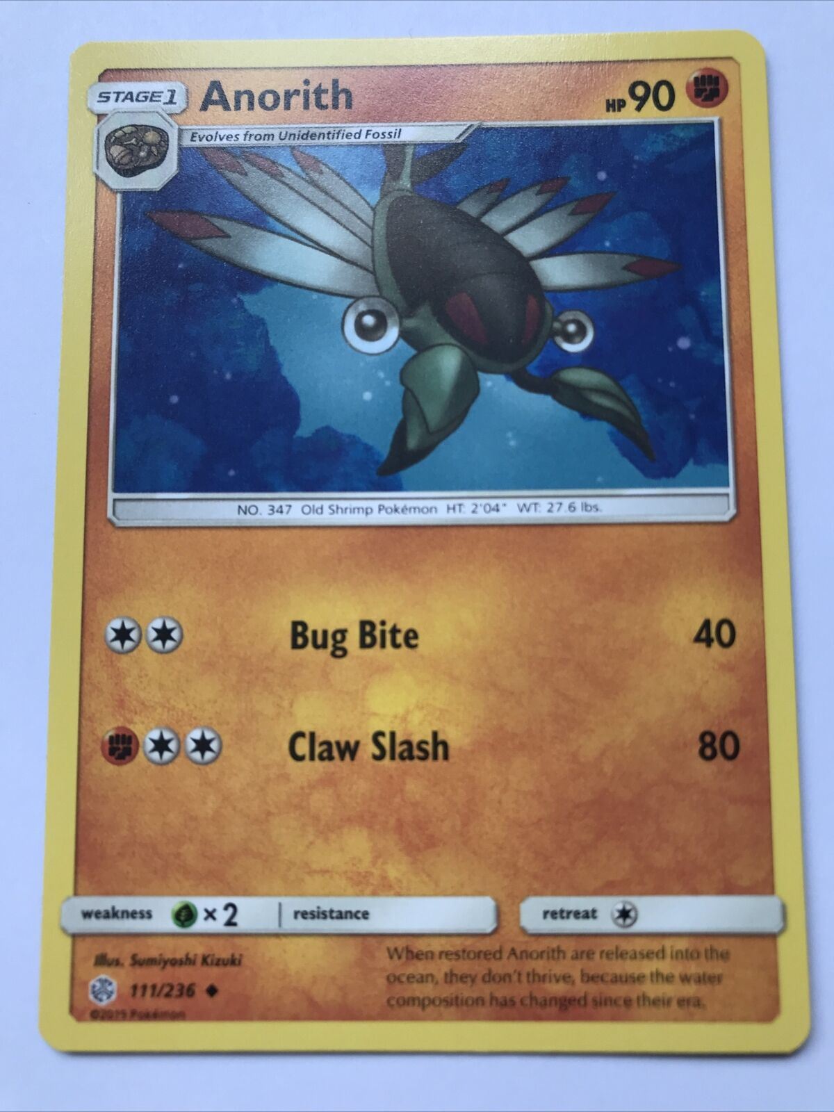 2019 Pokemon Card Stage 1 Evolve ANORITH Pack Fresh HP90 Old Shrimp 111/236 347