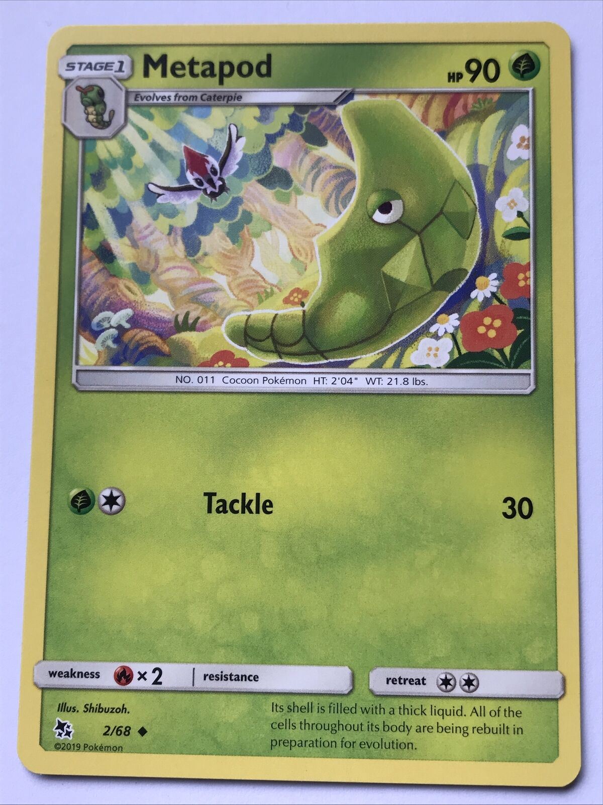 2019 Pokemon Card METAPOD Pack Fresh HP90 COCOON 2/68 No. 11 Stage 1 Evolve