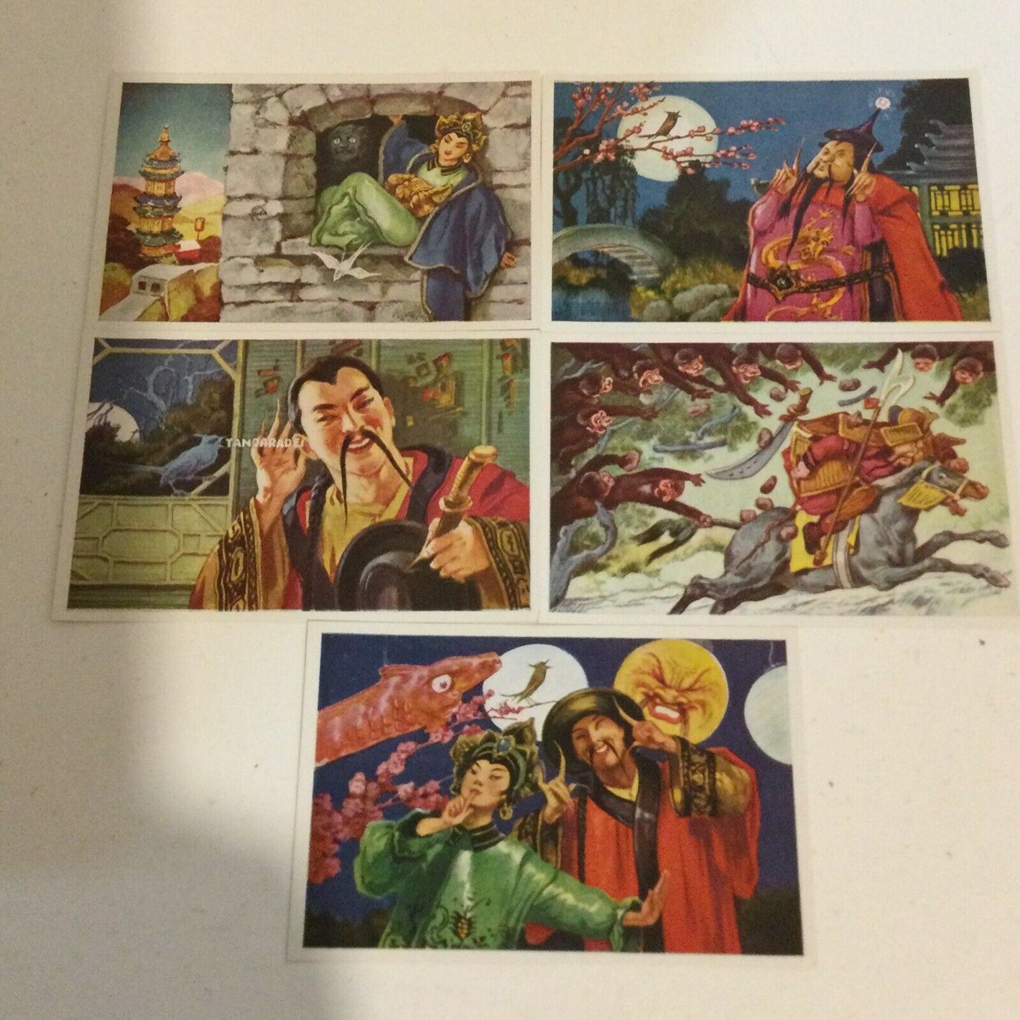 Vintage 1930s Chinese Nightingale Tale Images. Sammelwerk Cigarette Cards Nos. 61-65