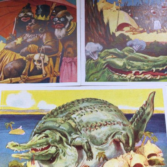 3 x Vintage 1930s Sammelwerk Cigarette Cards THE MAGIC CROCODILE #111-113 VGC